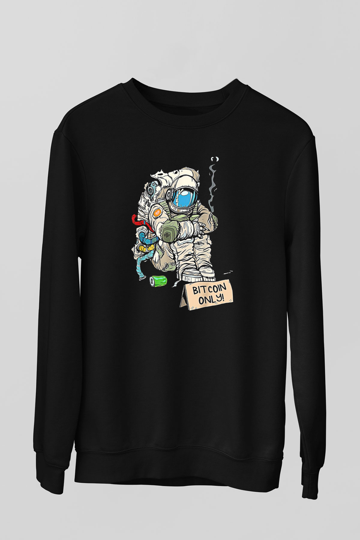 Bitcoin Baskılı Unisex Siyah Sweatshirt