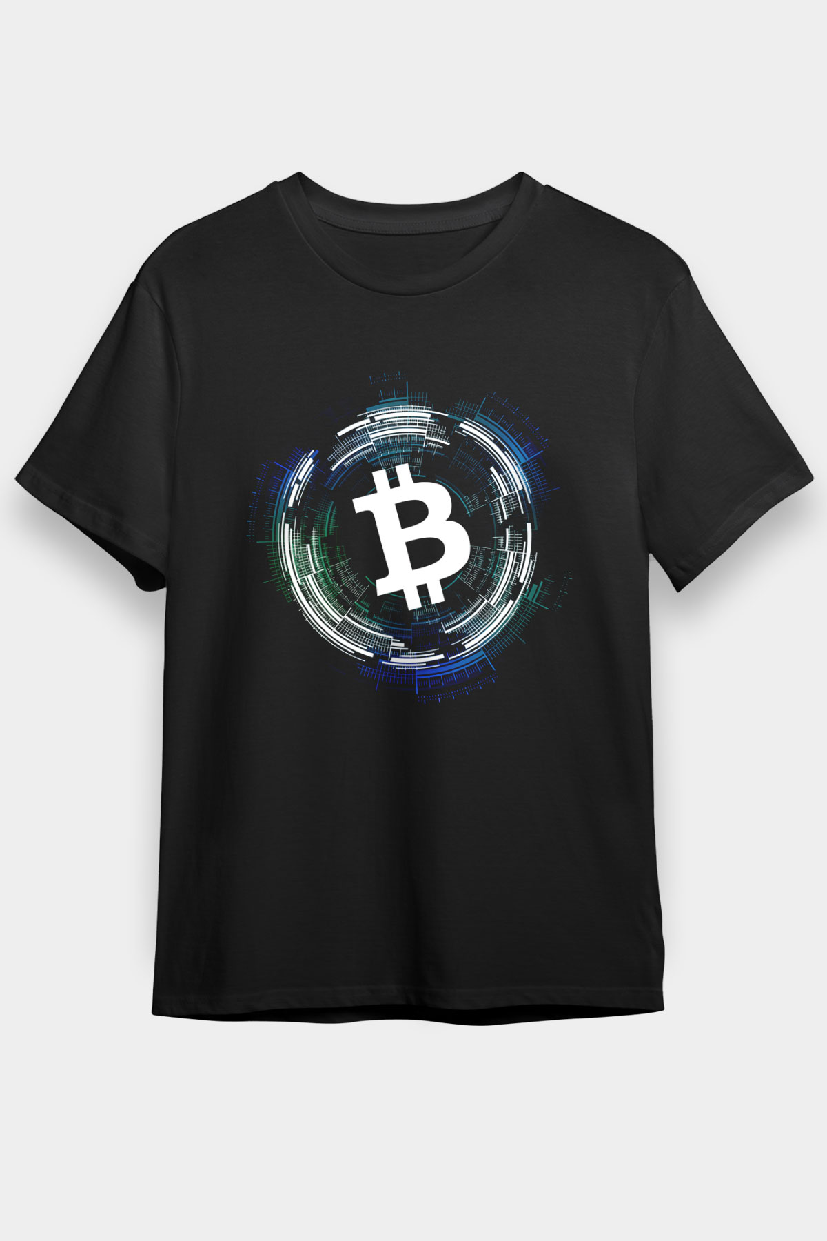Bitcoin Baskılı Unisex Siyah Tişört - Tshirt