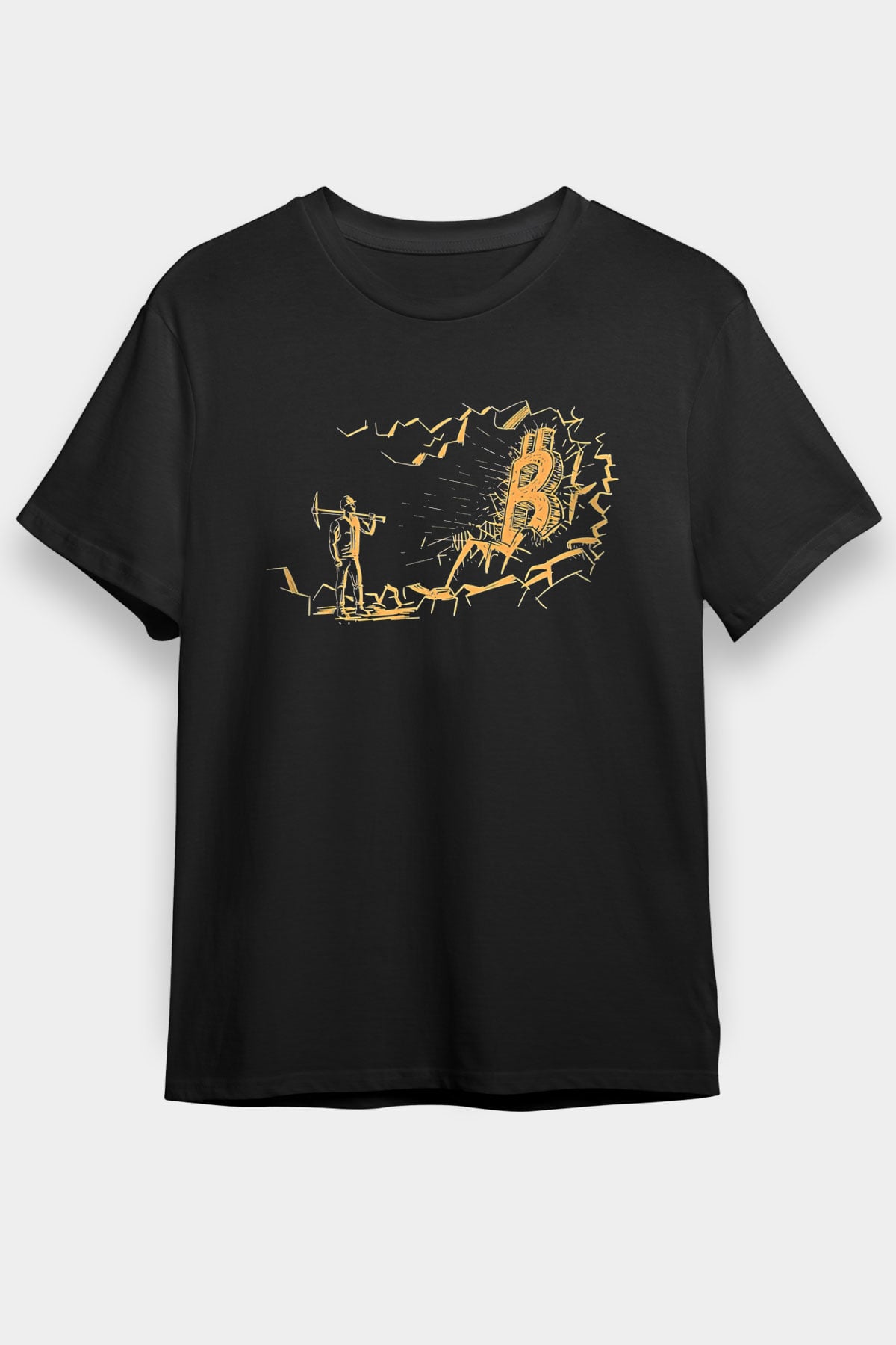 Bitcoin Baskılı Unisex Siyah Tişört - Tshirt
