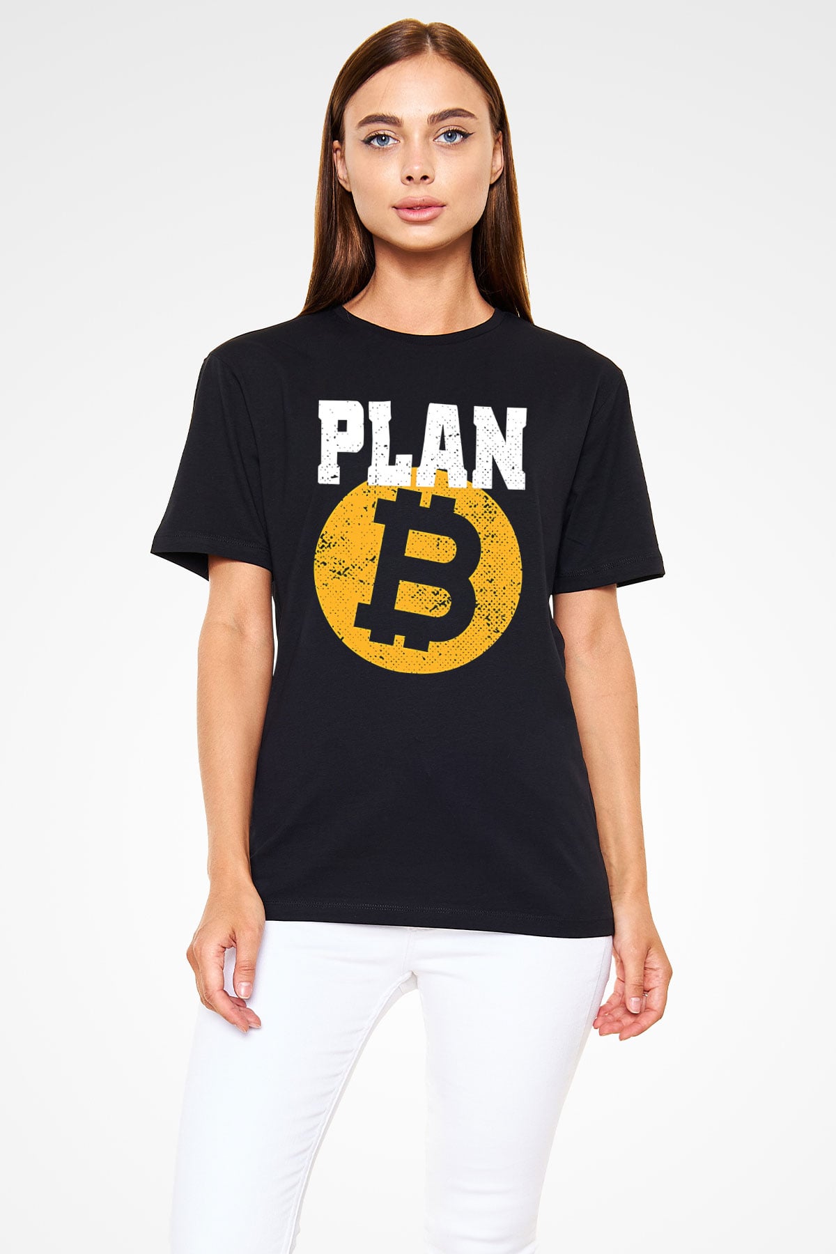 Bitcoin Baskılı Unisex Siyah Tişört - Tshirt