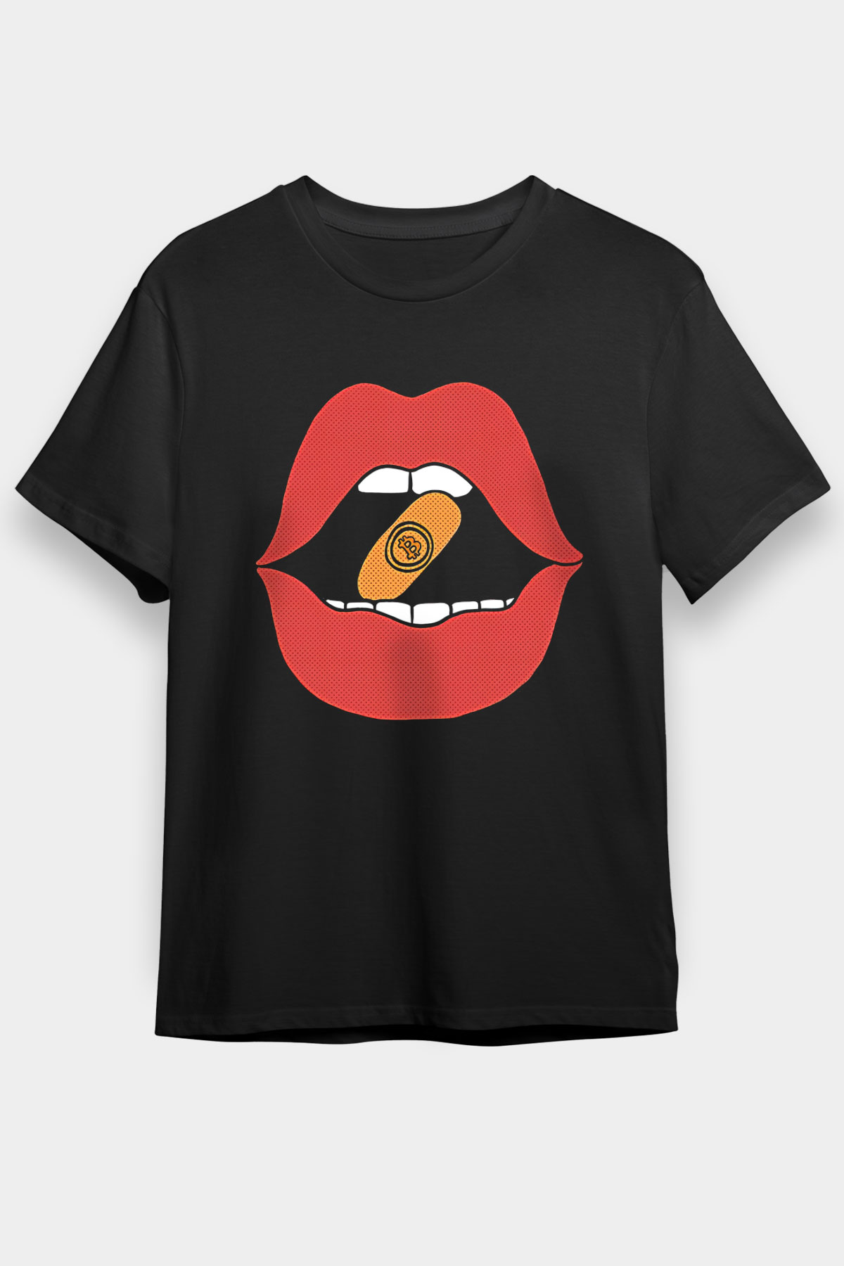 Bitcoin Baskılı Unisex Siyah Tişört - Tshirt