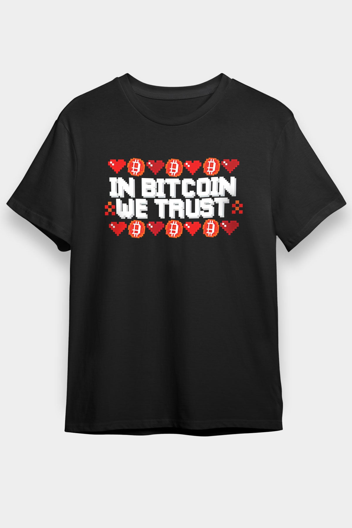 Bitcoin Baskılı Unisex Siyah Tişört - Tshirt