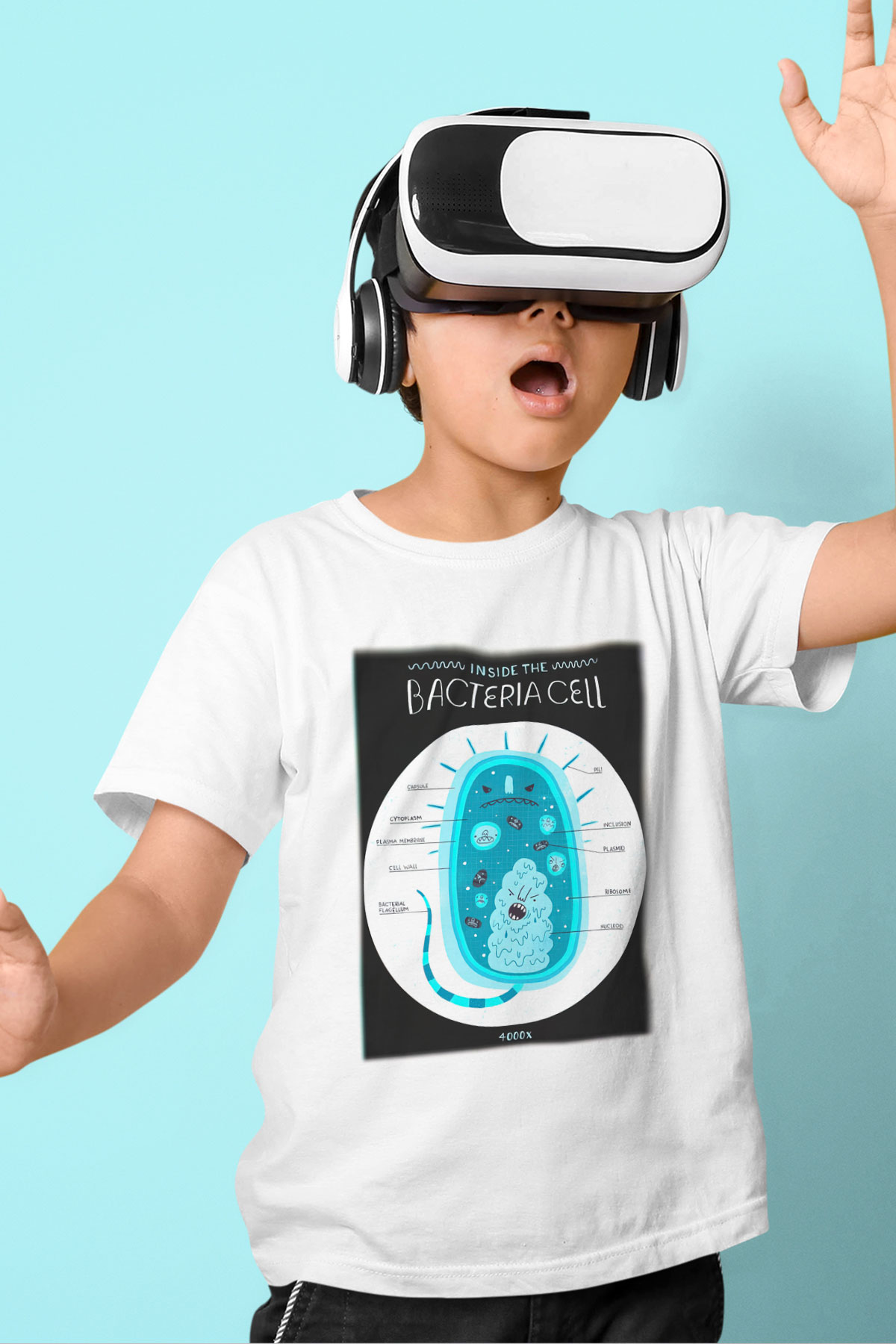 Biyolog Baskılı Beyaz Unisex Çocuk Tişört
