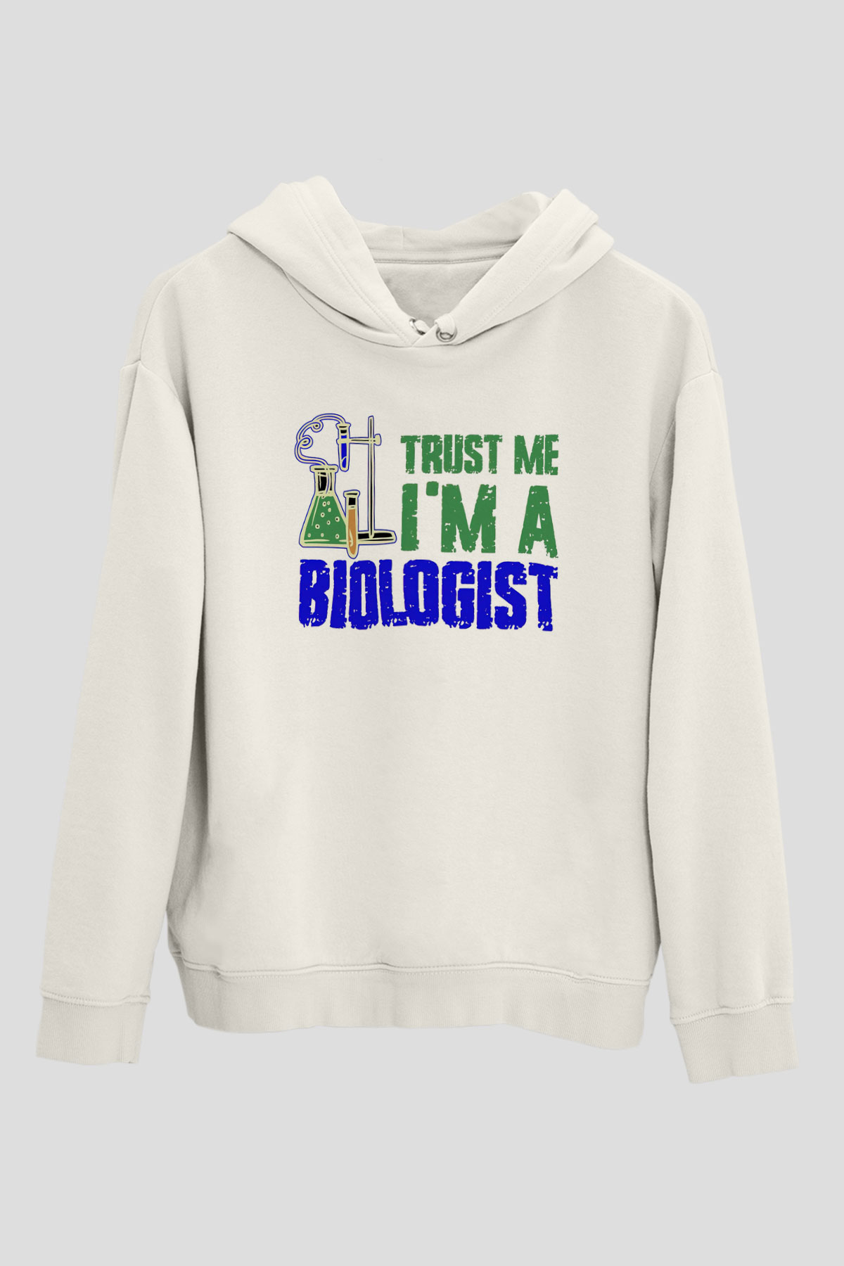 Biyolog Beyaz Unisex Kapüşonlu Sweatshirt