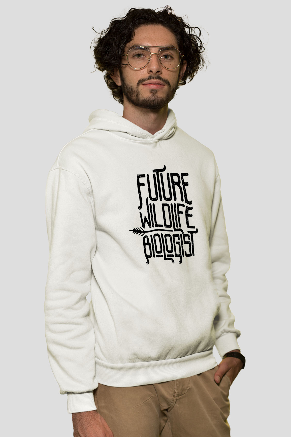 Biyolog Beyaz Unisex Kapüşonlu Sweatshirt