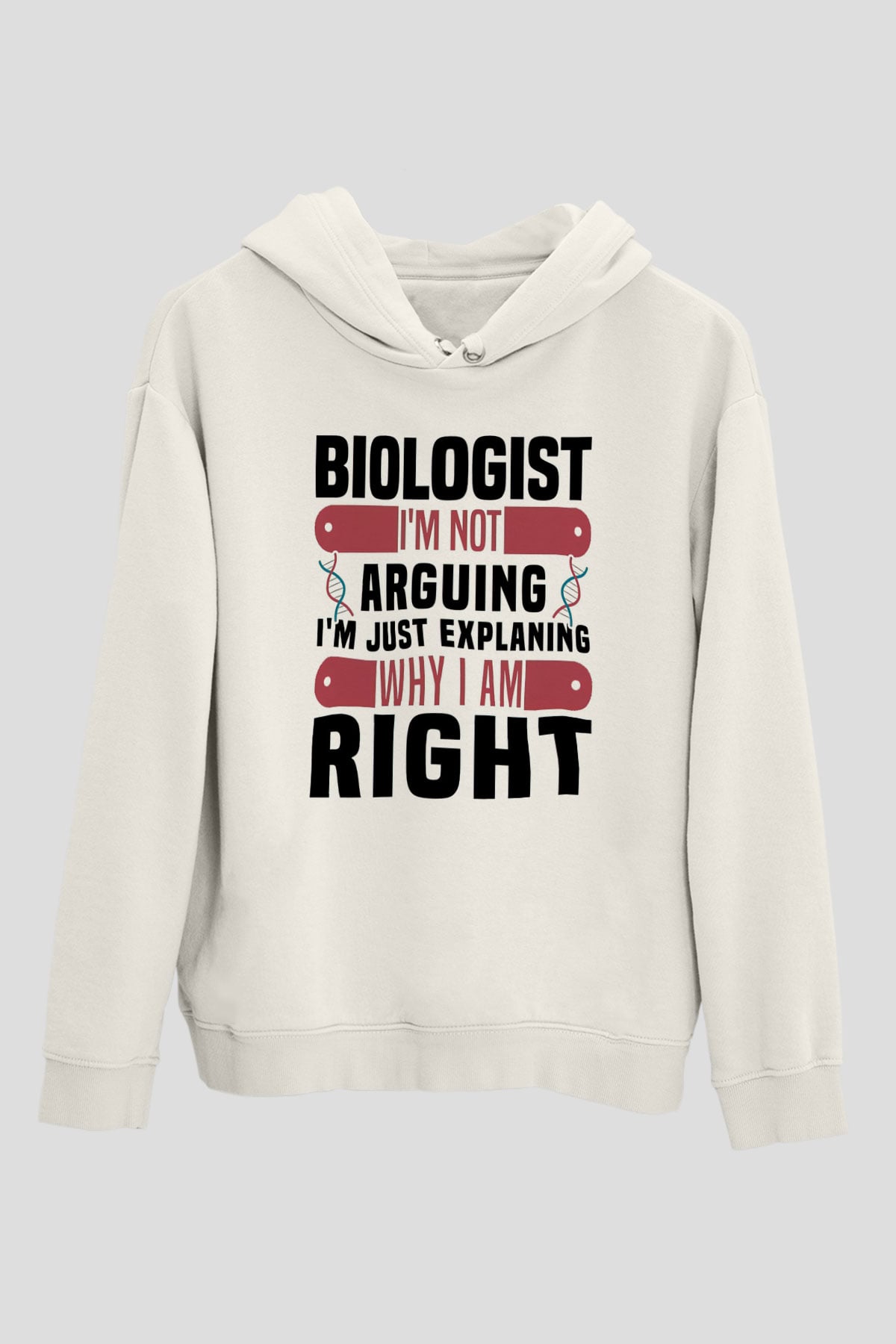 Biyolog Beyaz Unisex Kapüşonlu Sweatshirt