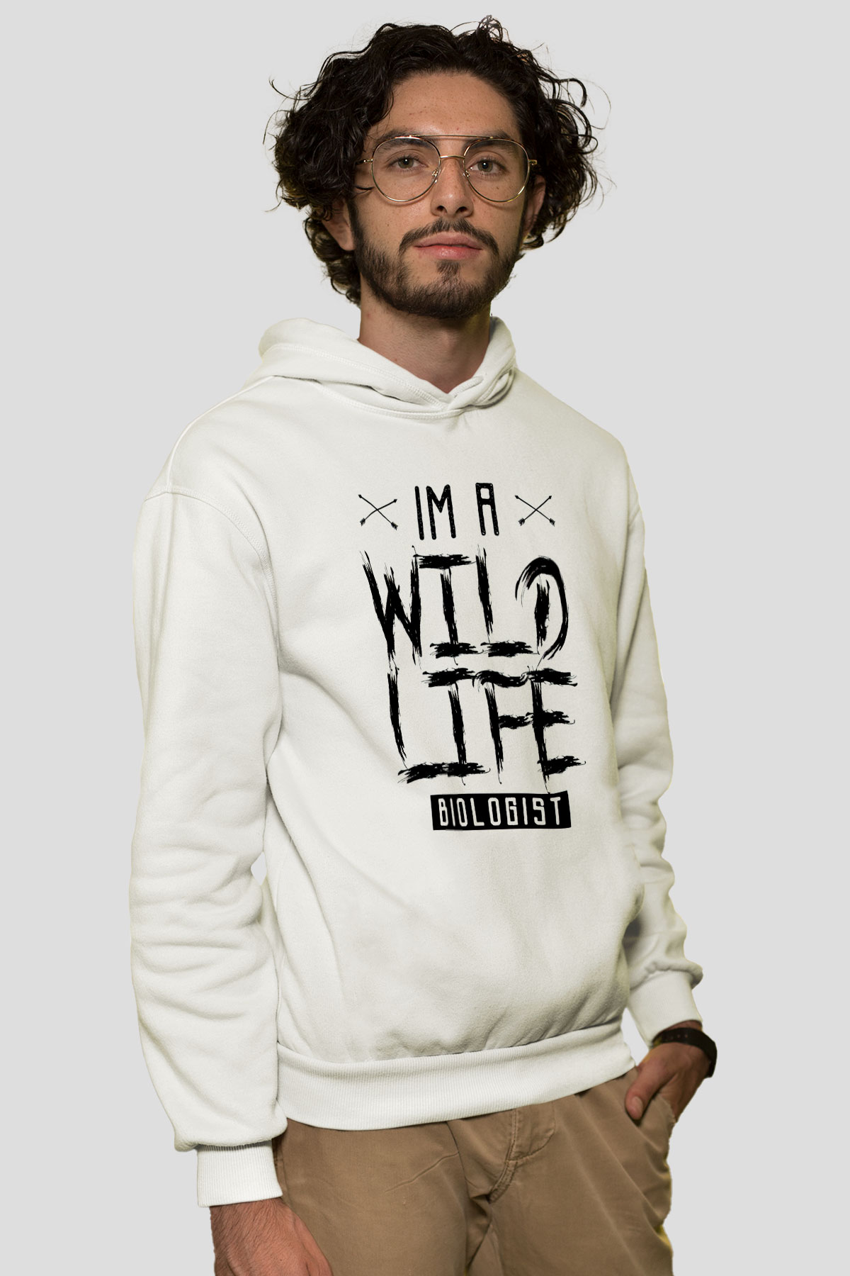 Biyolog Beyaz Unisex Kapüşonlu Sweatshirt