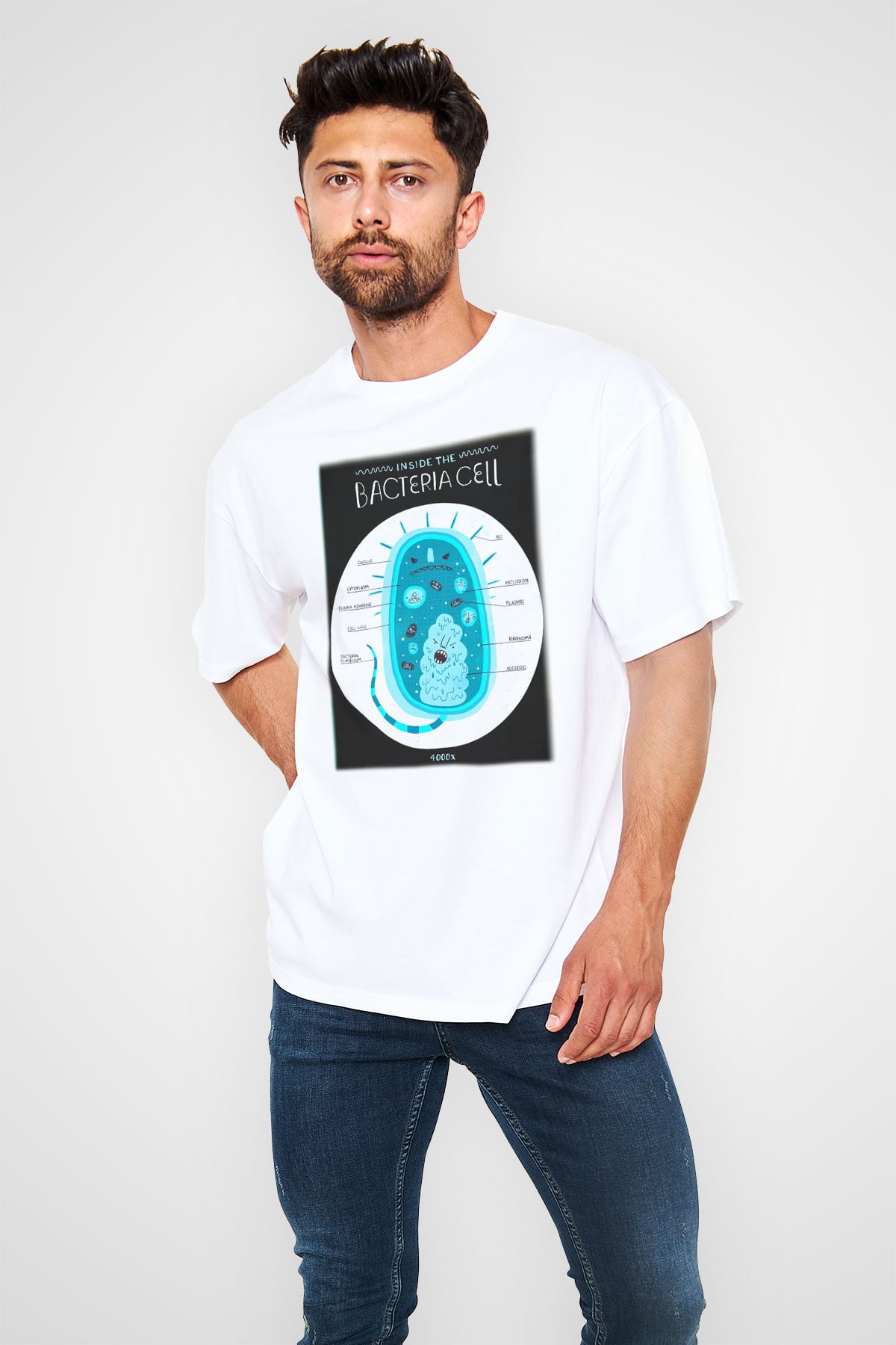 Biyolog Beyaz Unisex Oversize Tişört T-Shirt