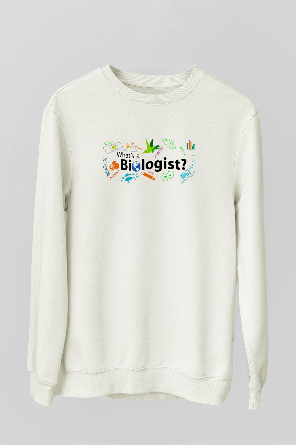 Biyolog Beyaz Unisex Sweatshirt