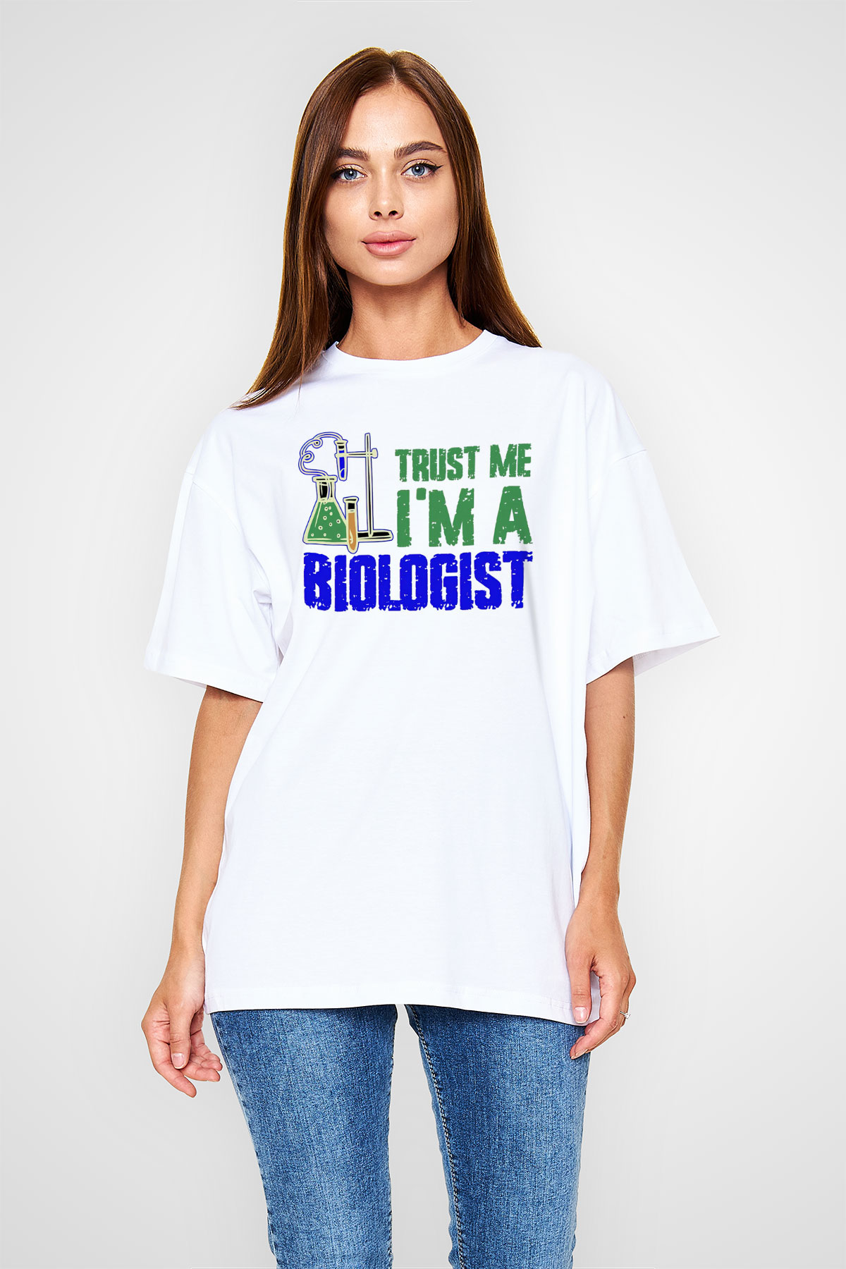 Biyolog Beyaz Oversize Tişört Oversize T-shirt - TişörtFabrikası
