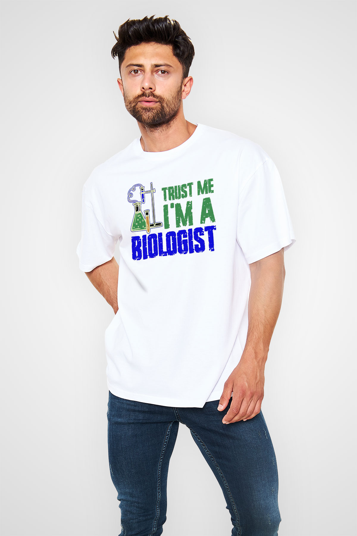 Biyolog Beyaz Oversize Tişört Oversize T-shirt - TişörtFabrikası