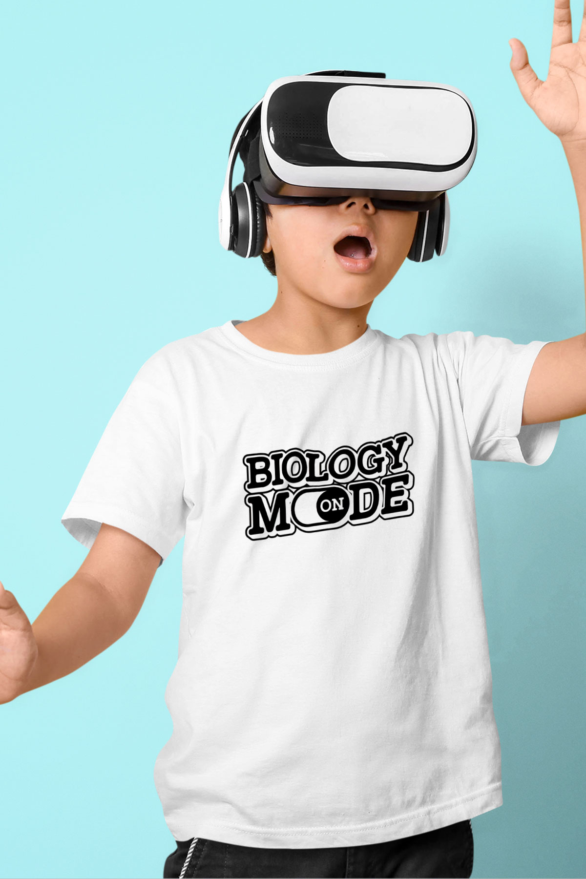 Biyoloji Baskılı Unisex Beyaz Çocuk Tişörtü - Tshirt