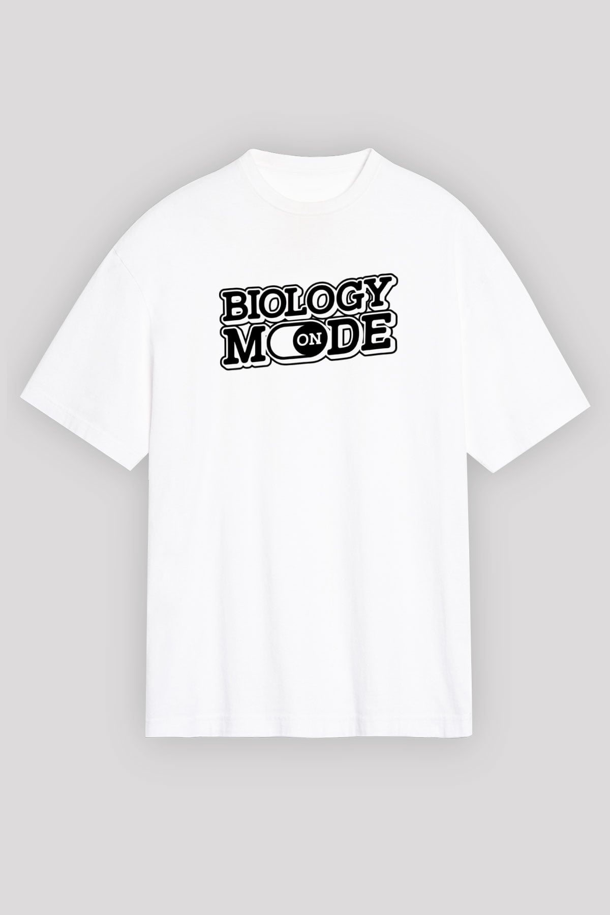 Biyoloji Baskılı Unisex Oversize Beyaz Tişört - Tshirt
