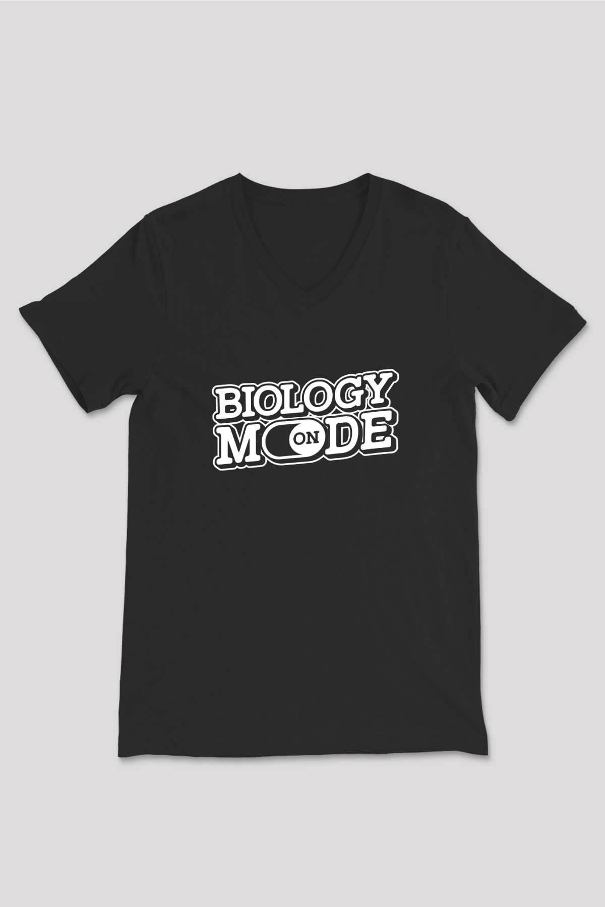 Biyoloji Baskılı Unisex V Yaka Siyah Tİşört - Tshirt