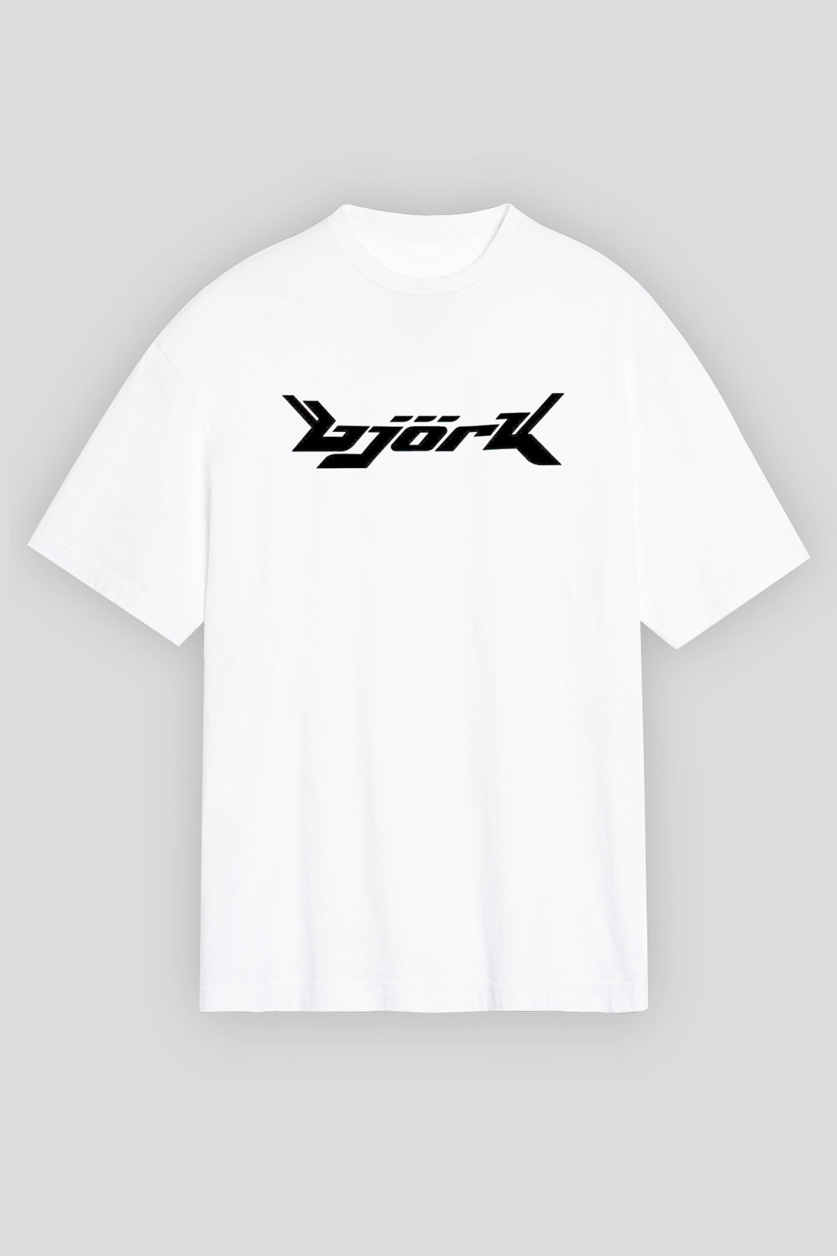 Björk Baskılı Beyaz Unisex Oversize Tişört - Tshirt