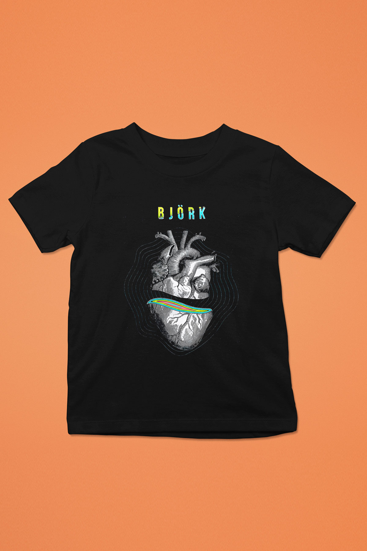 Björk Baskılı Unisex Siyah Çocuk Tişört - Tshirt