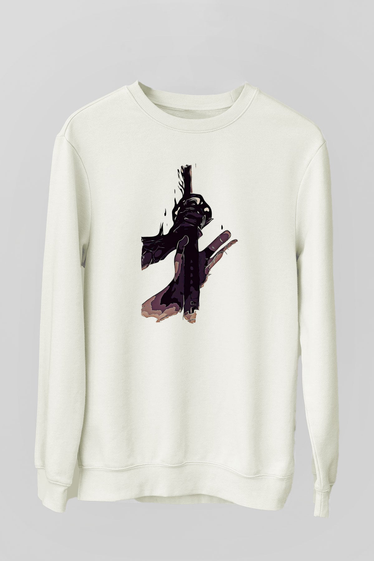 Black Clover Baskılı Beyaz Unisex Sweatshirt