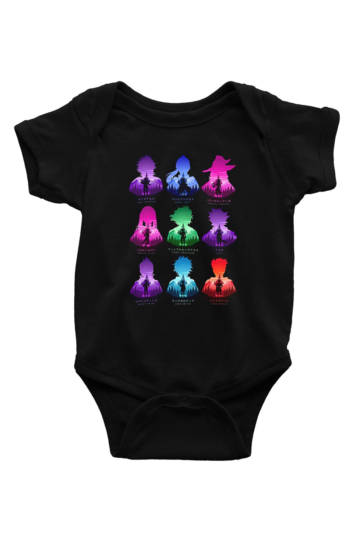 Black Clover Baskılı Unisex Siyah Bebek Body - Zıbın