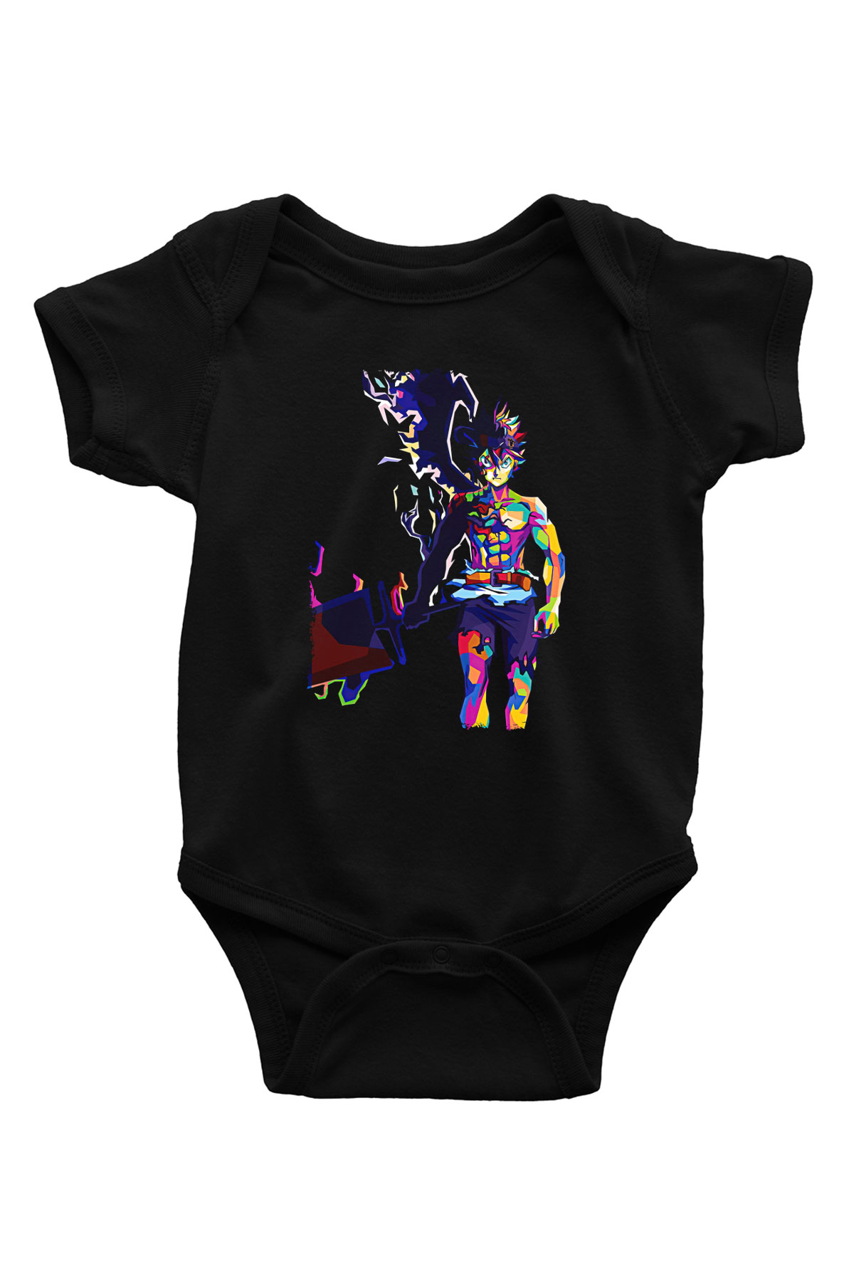 Black Clover Baskılı Unisex Siyah Bebek Body - Zıbın