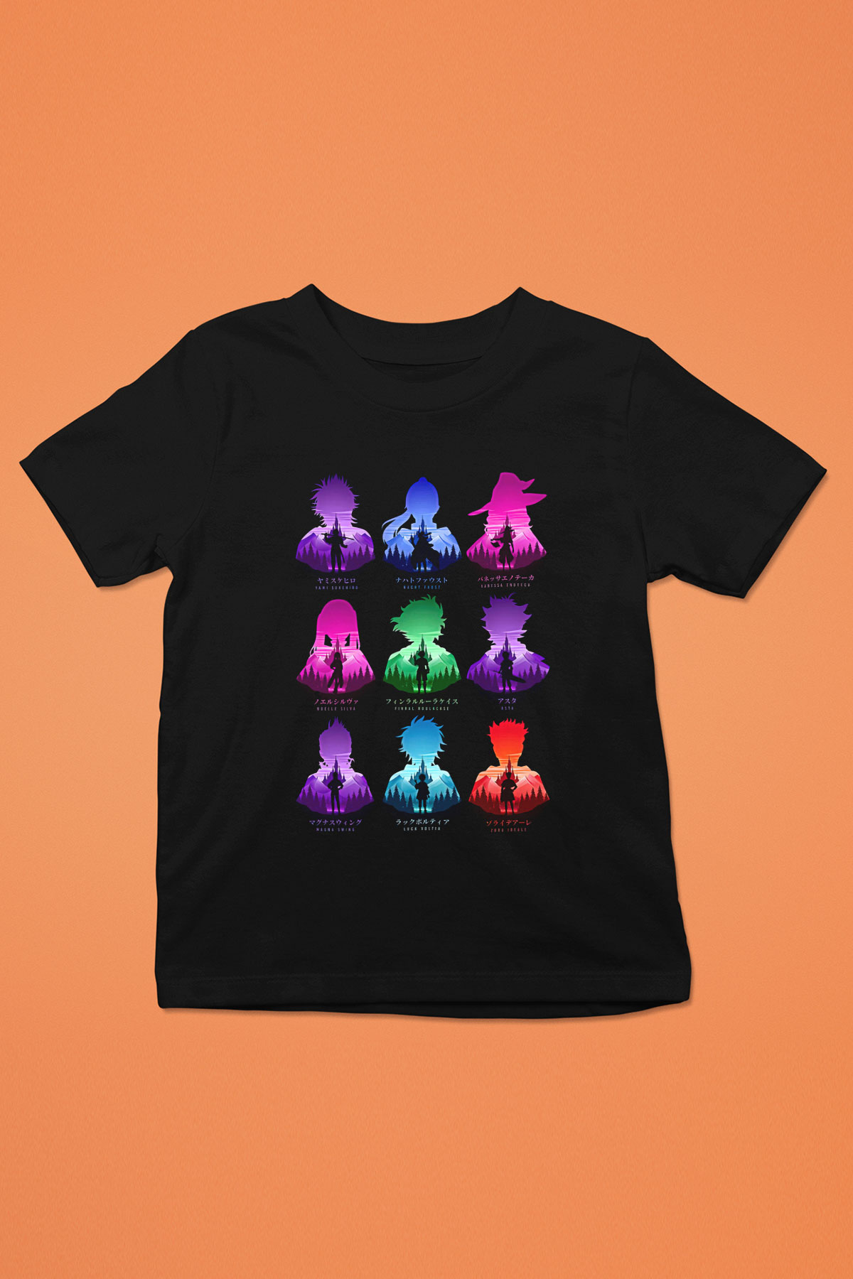 Black Clover Baskılı Unisex Siyah Çocuk Tişört - Tshirt