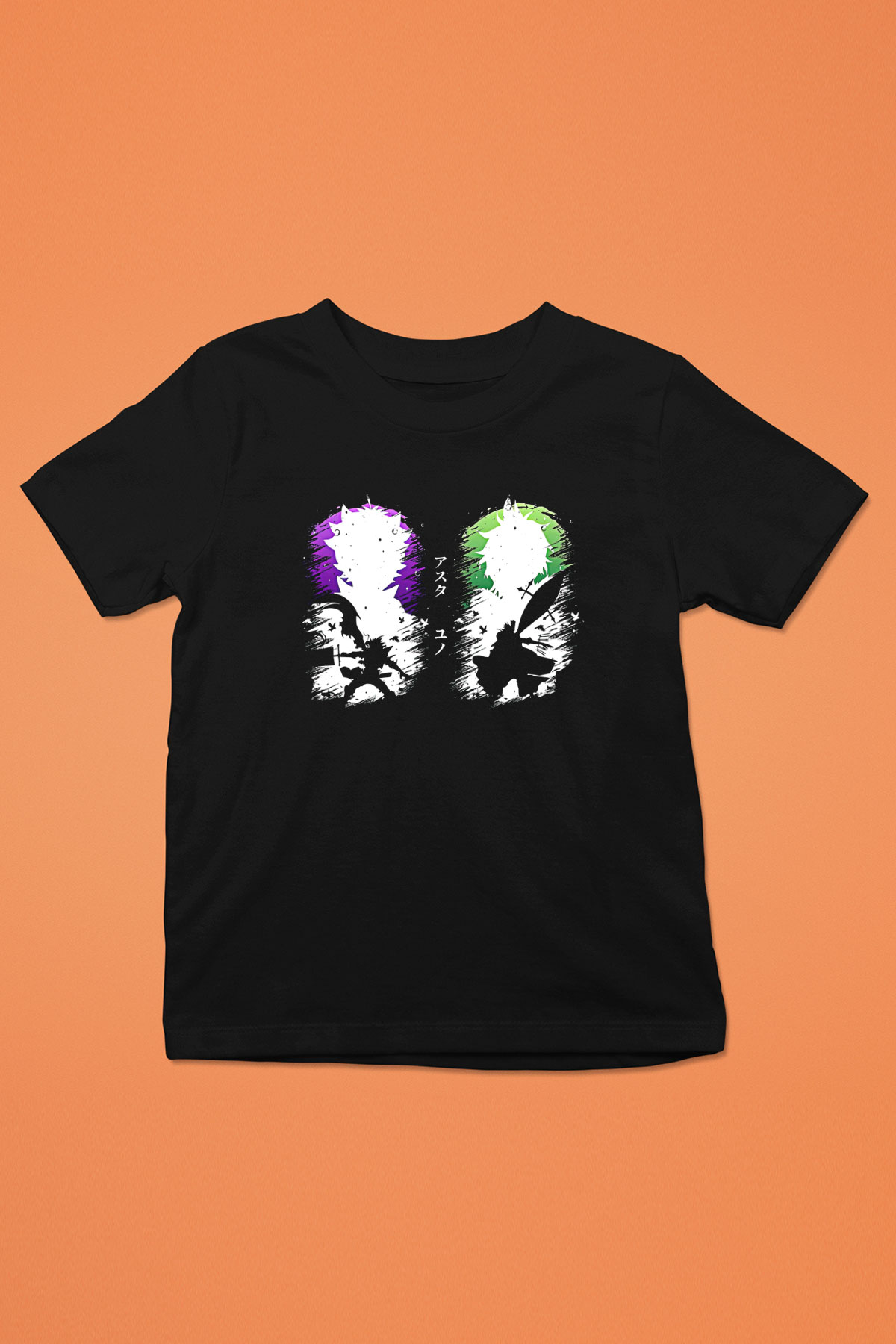 Black Clover Baskılı Unisex Siyah Çocuk Tişört - Tshirt