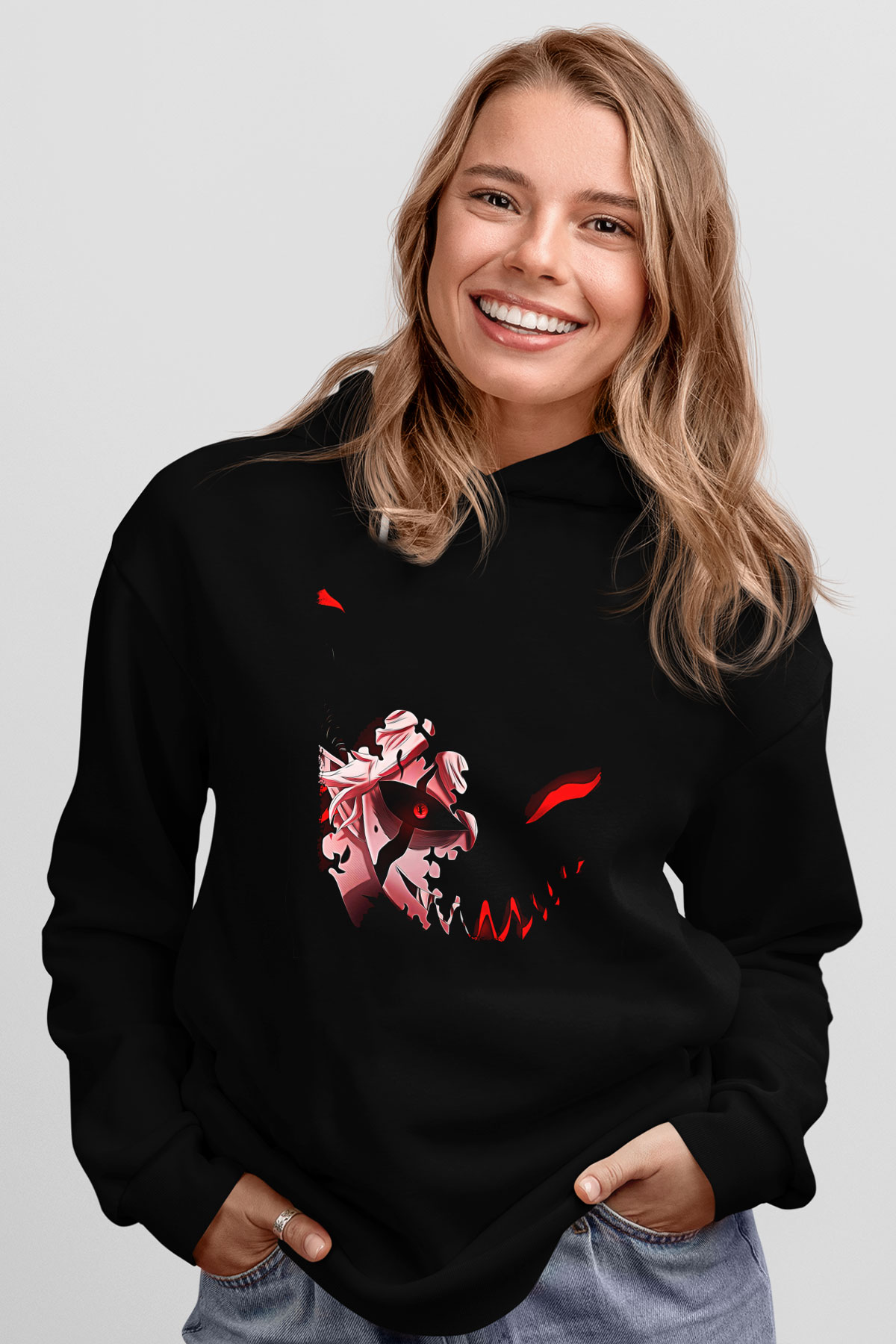 Black Clover Baskılı Unisex Siyah Hoodie
