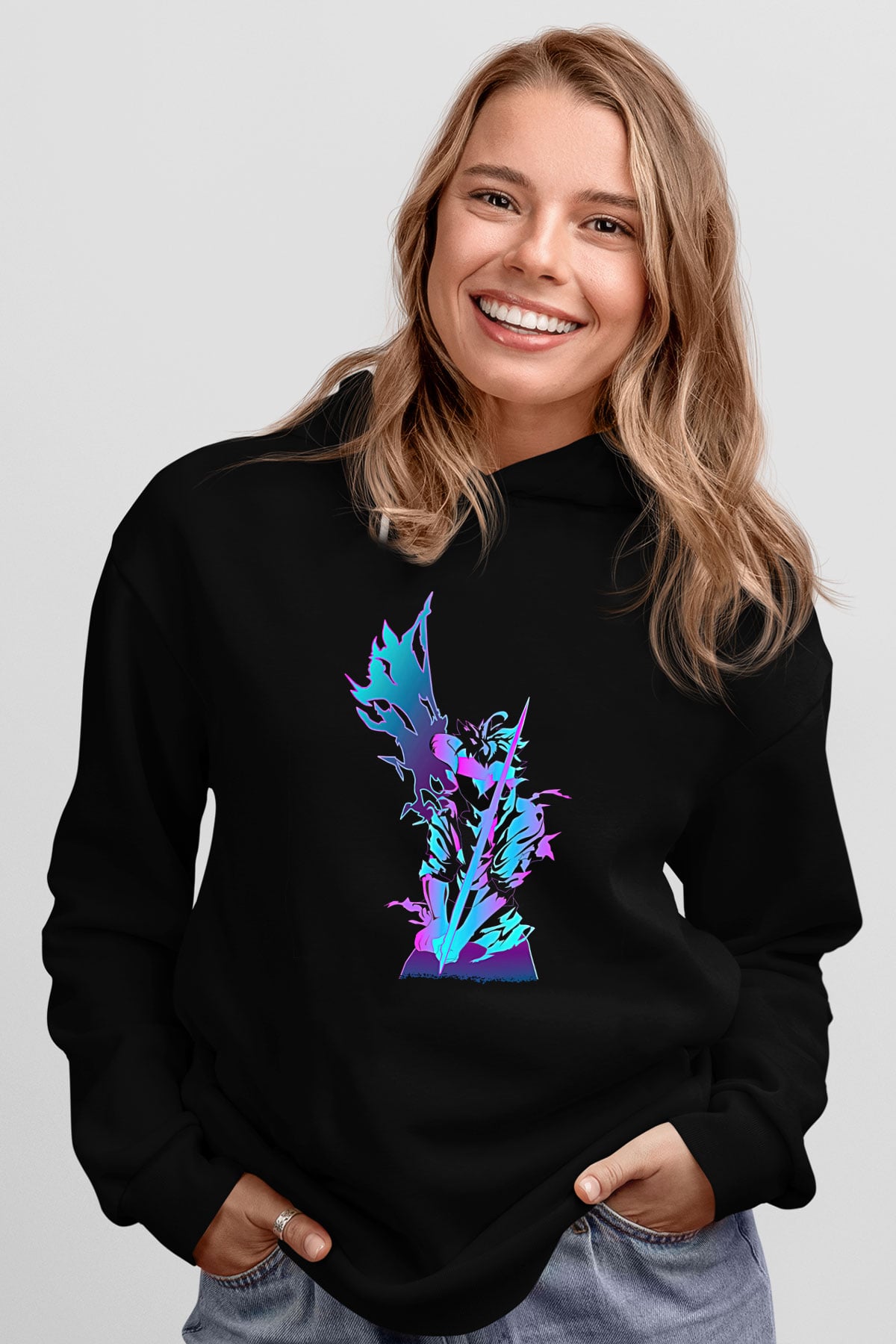 Black Clover Baskılı Unisex Siyah Hoodie