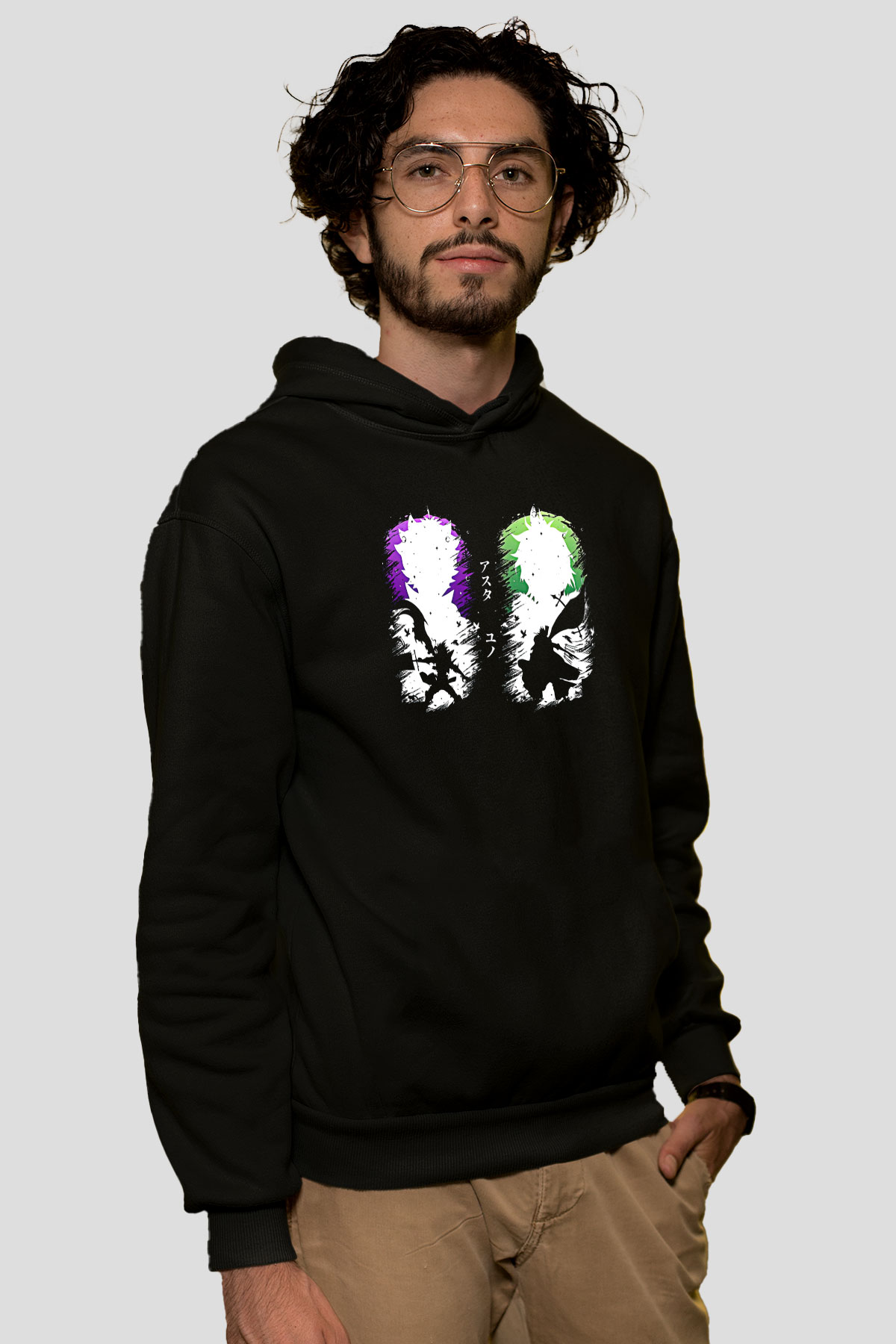 Black Clover Baskılı Unisex Siyah Hoodie