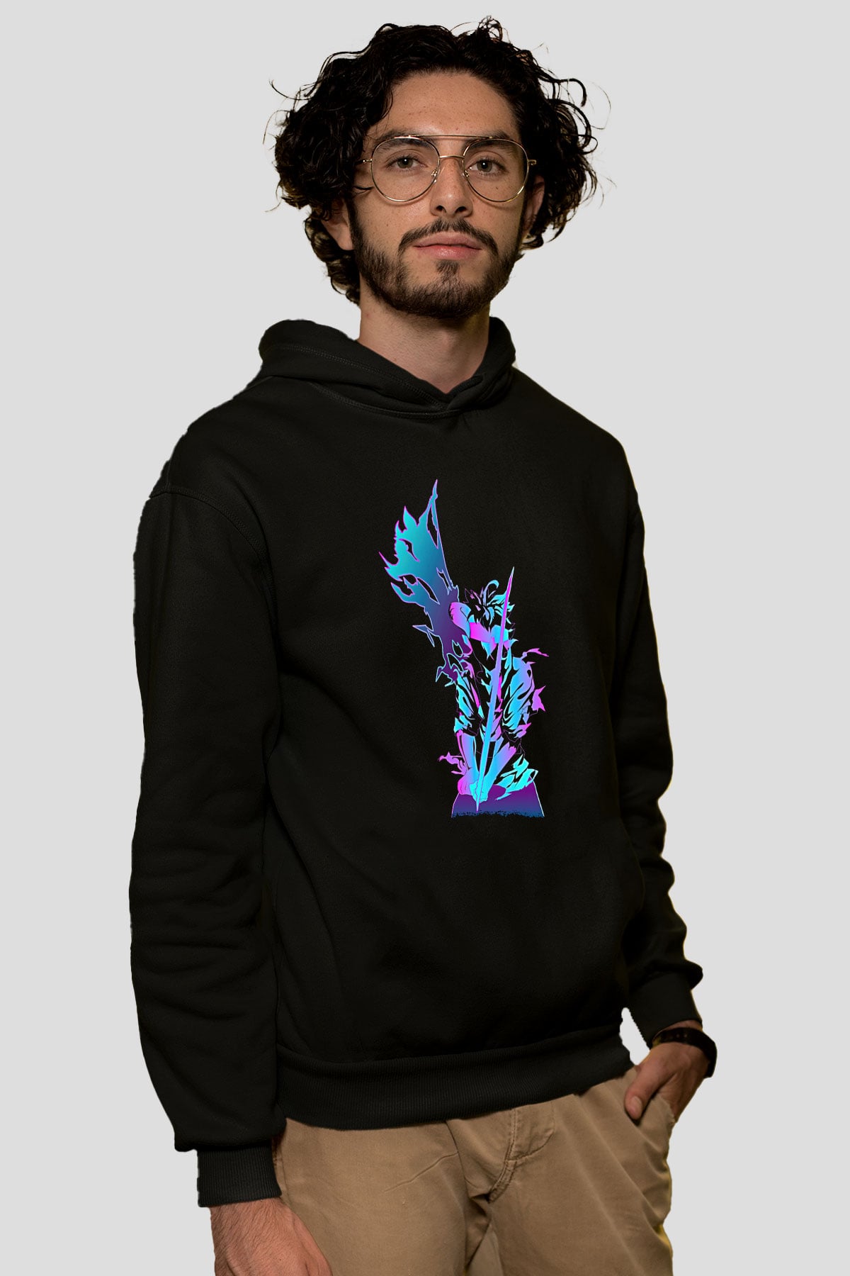 Black Clover Baskılı Unisex Siyah Hoodie