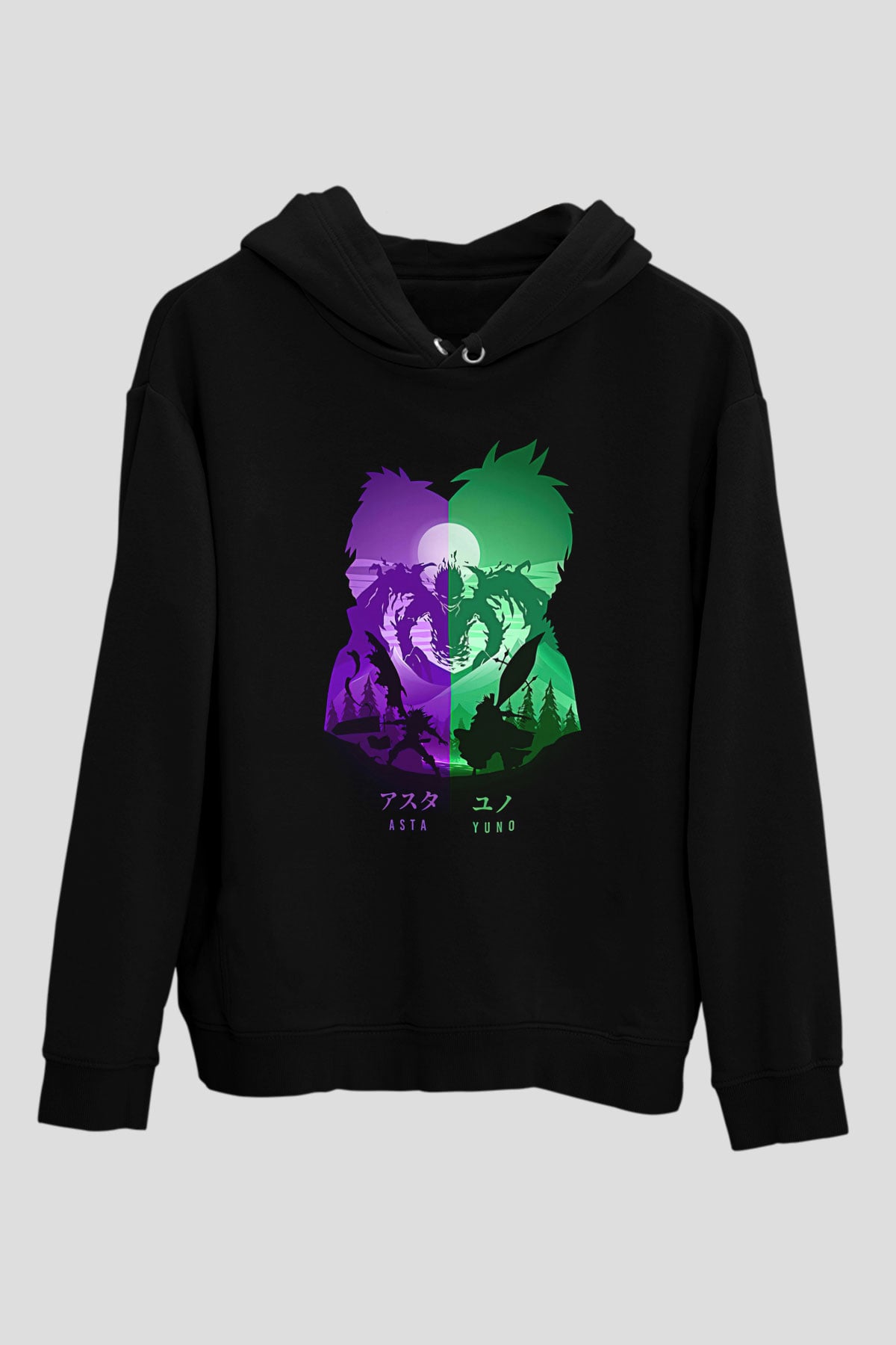Black Clover Baskılı Unisex Siyah Hoodie