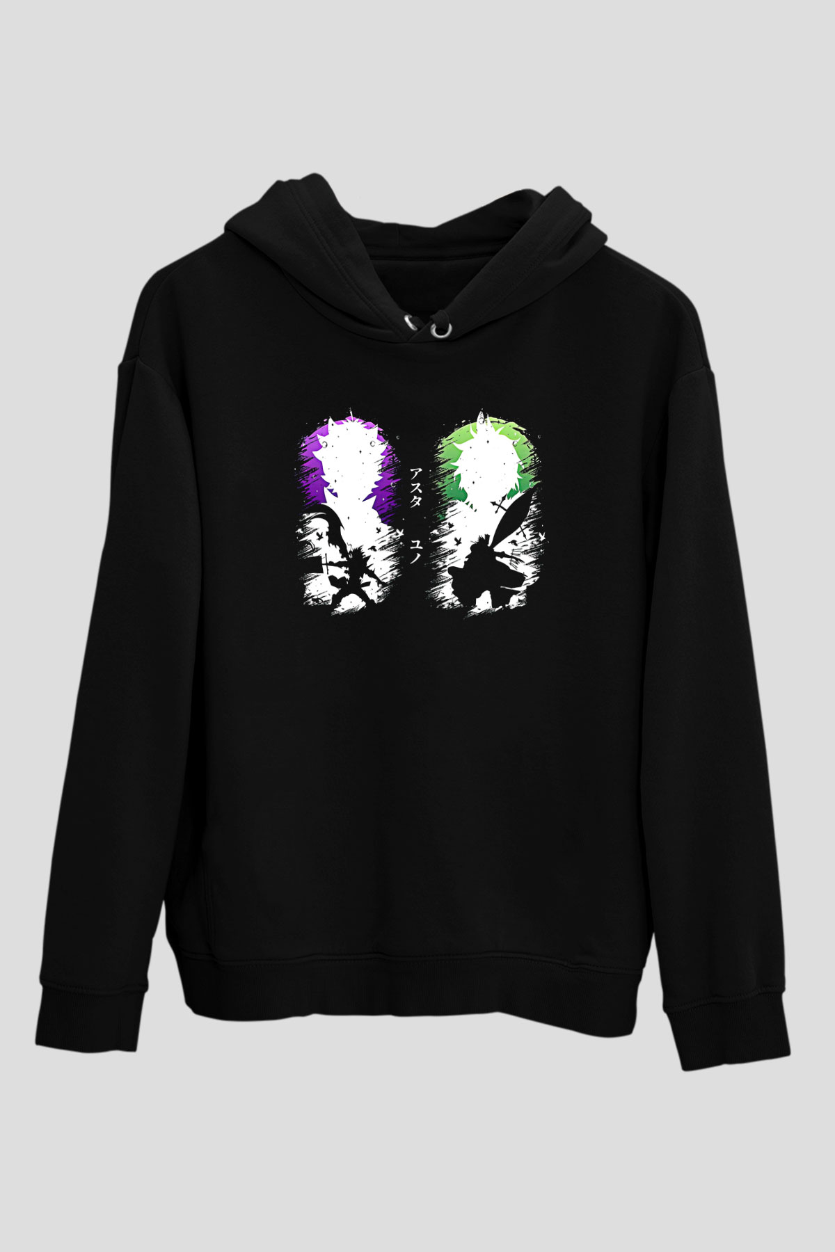 Black Clover Baskılı Unisex Siyah Hoodie