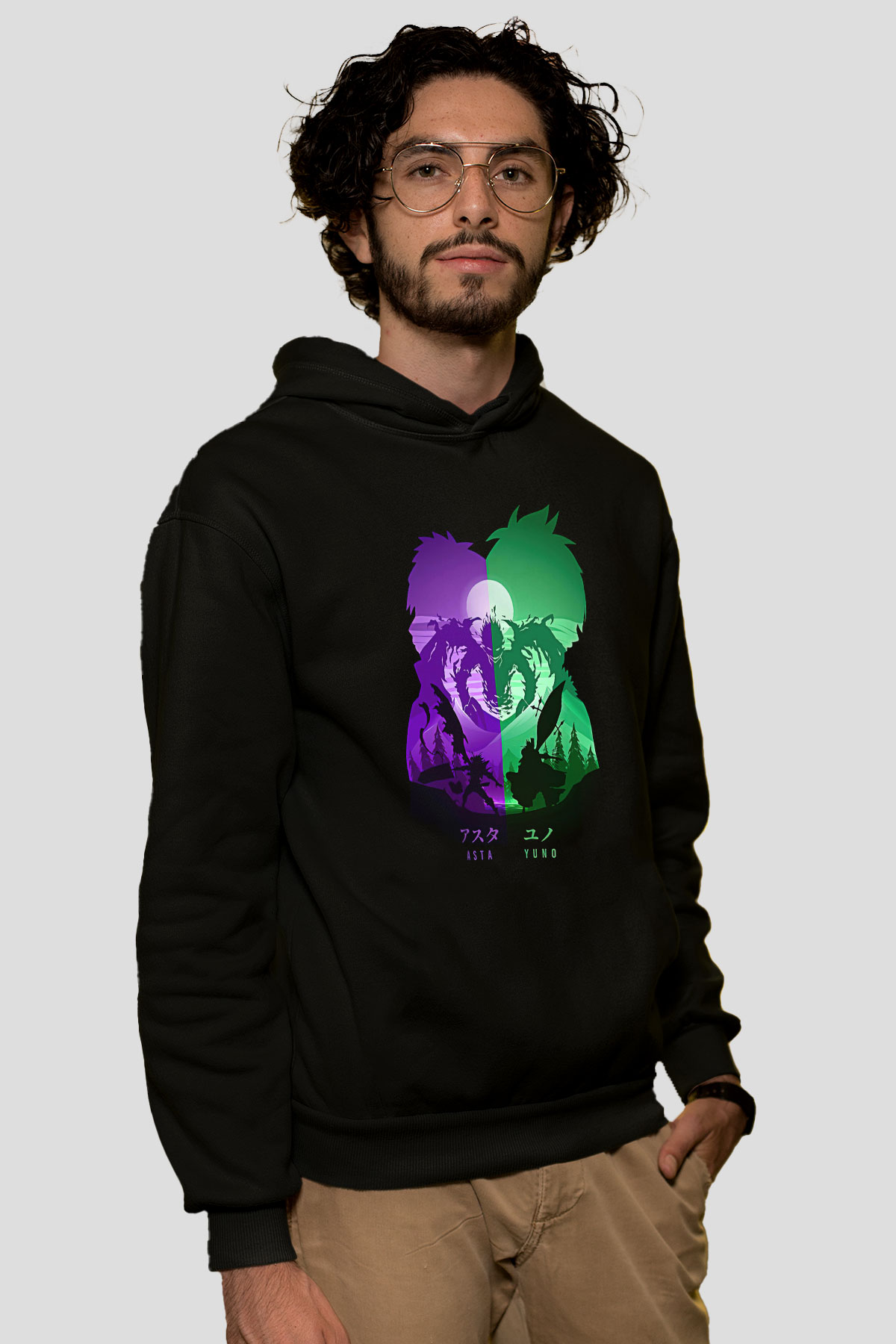 Black Clover Baskılı Unisex Siyah Hoodie