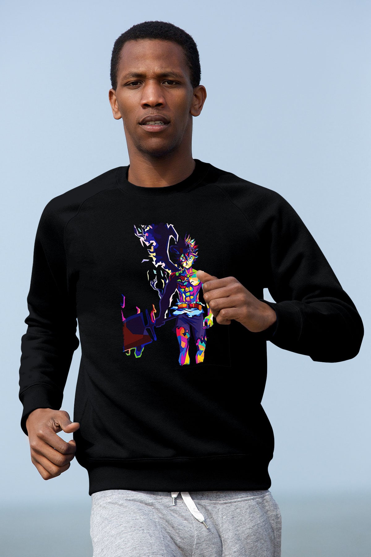 Black Clover Baskılı Unisex Siyah Sweatshirt