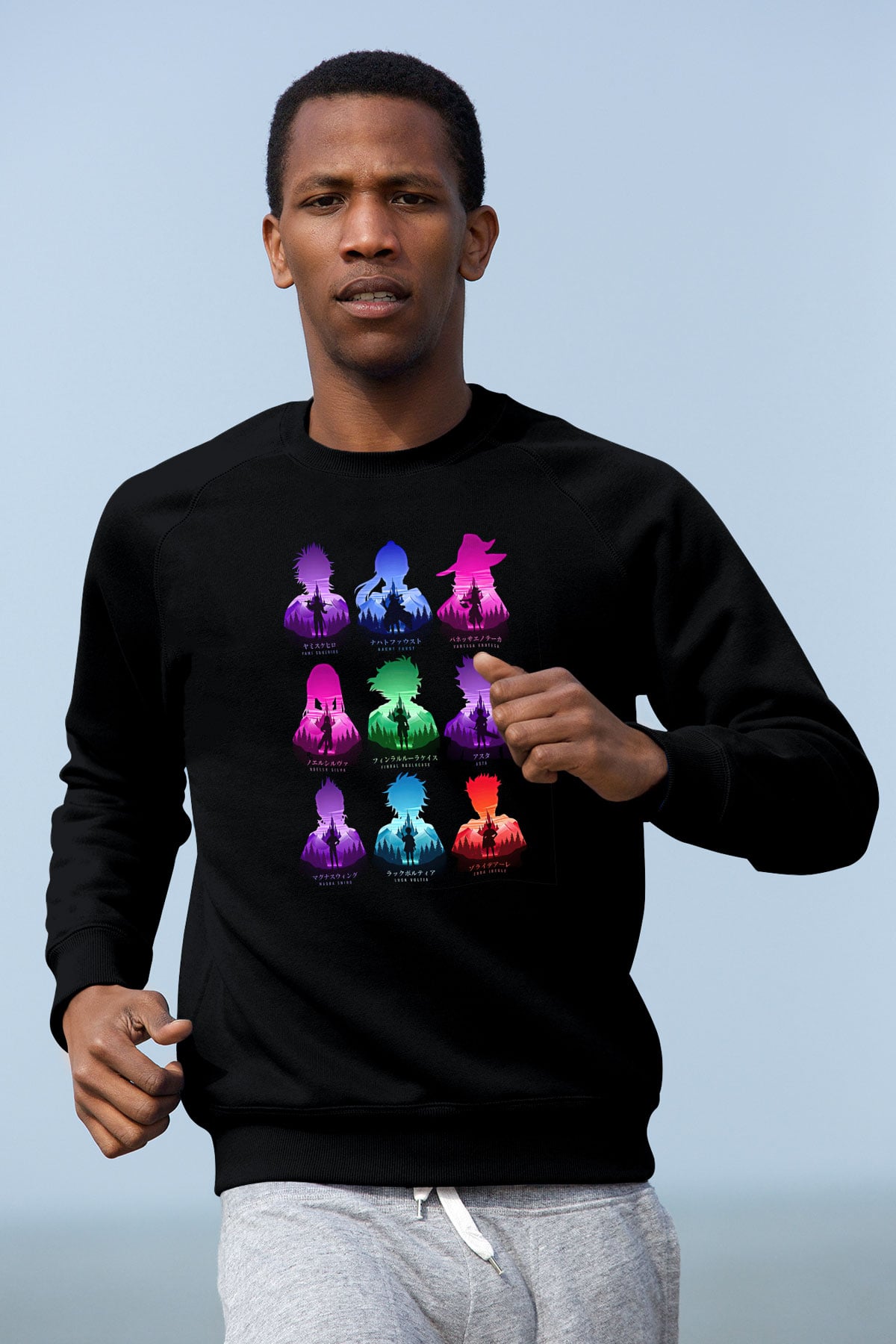 Black Clover Baskılı Unisex Siyah Sweatshirt