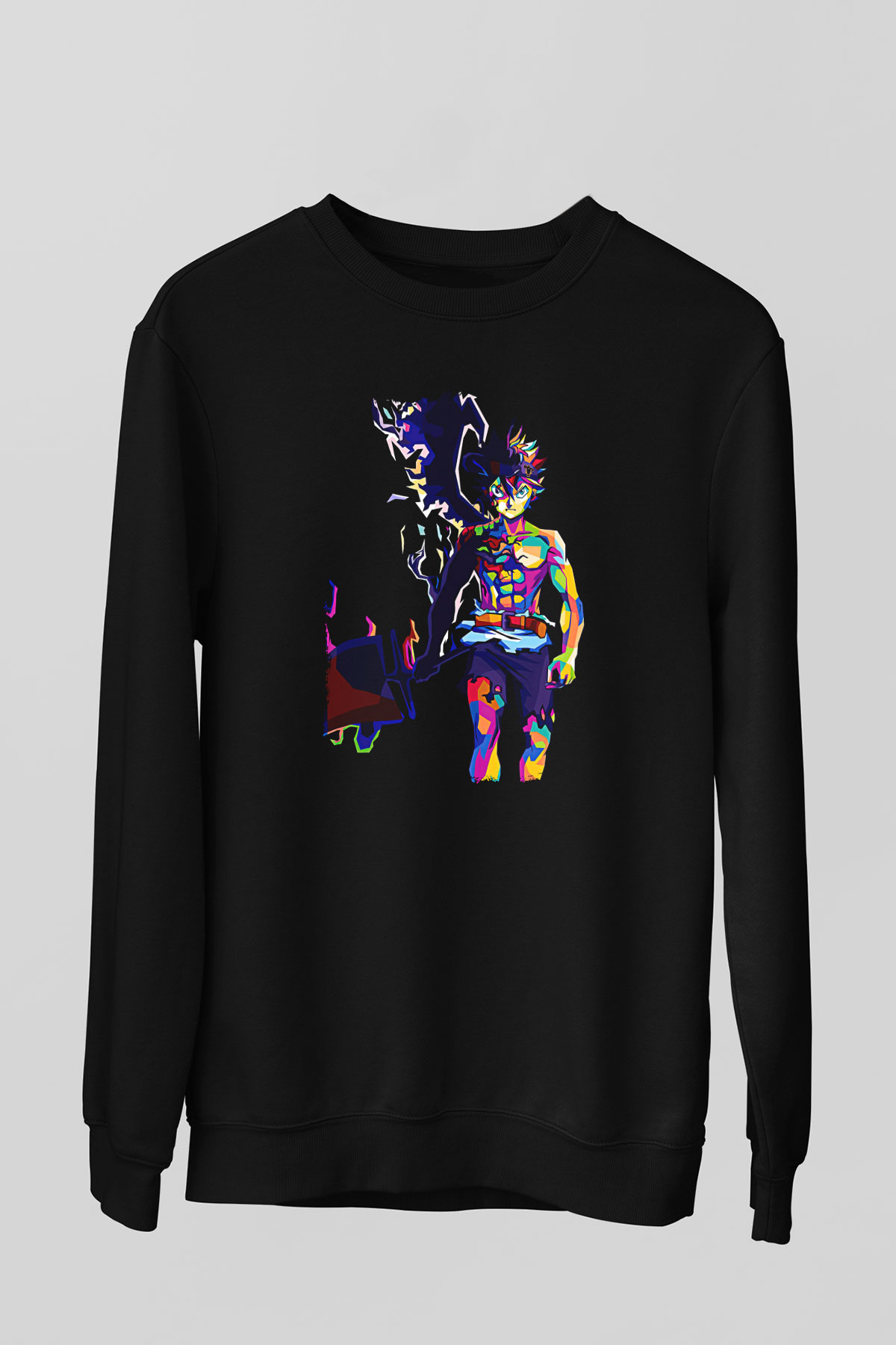 Black Clover Baskılı Unisex Siyah Sweatshirt