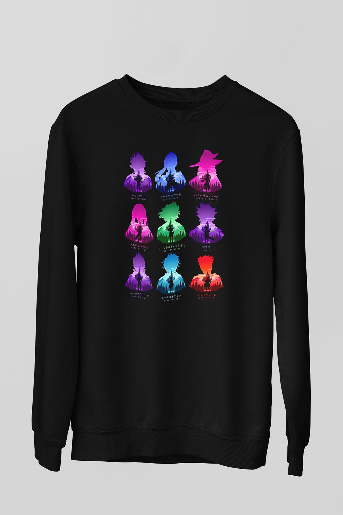 Black Clover Baskılı Unisex Siyah Sweatshirt