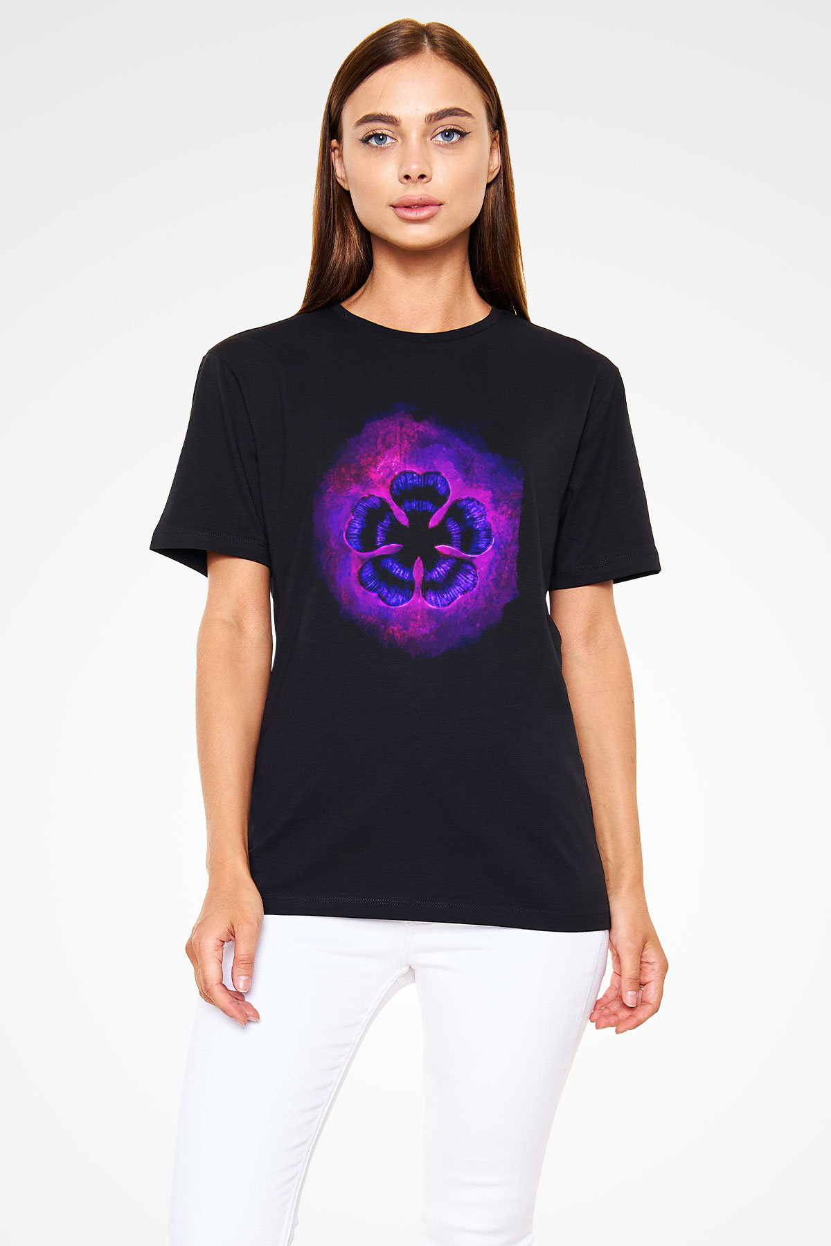 Black Clover Baskılı Unisex Siyah Tişört - Tshirt