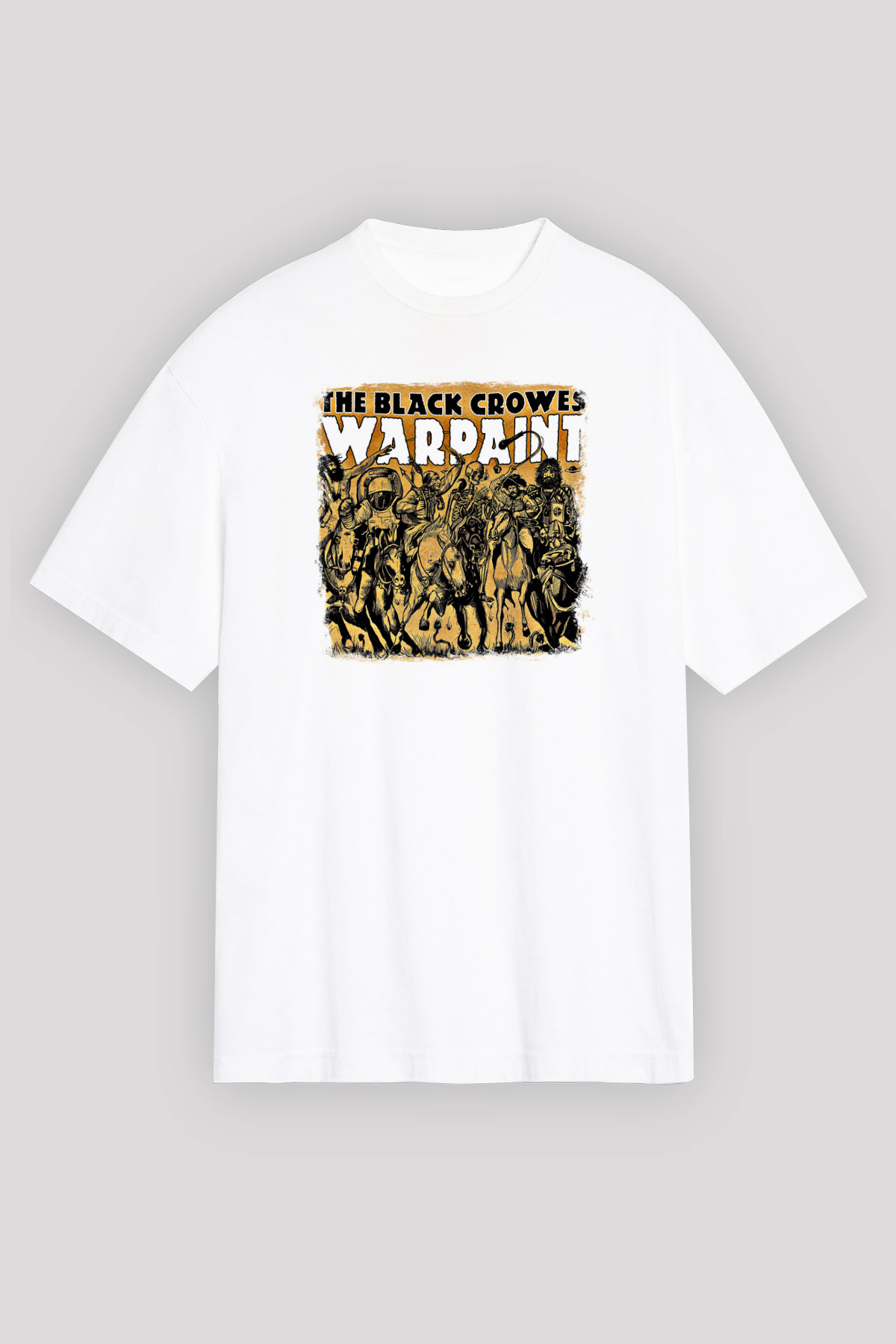 Black Crowes Baskılı Unisex Beyaz Oversize Tişört