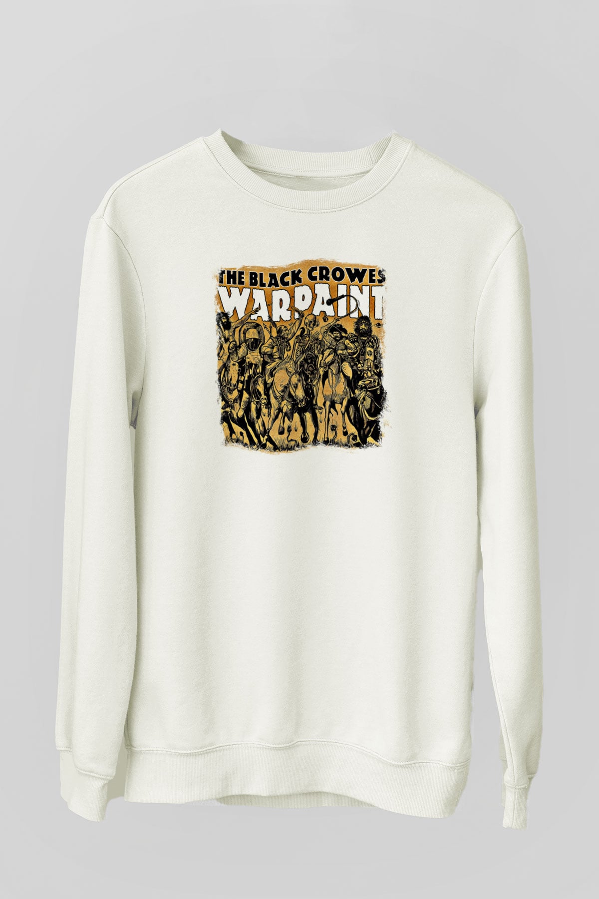 Black Crowes Baskılı Unisex Beyaz Sweatshirt