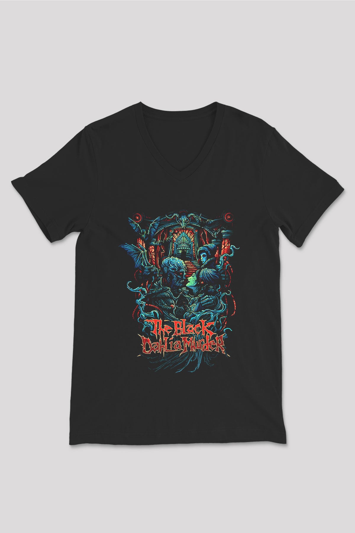 Black Dahlia Murder Siyah Unisex V Yaka Tişört T-Shirt