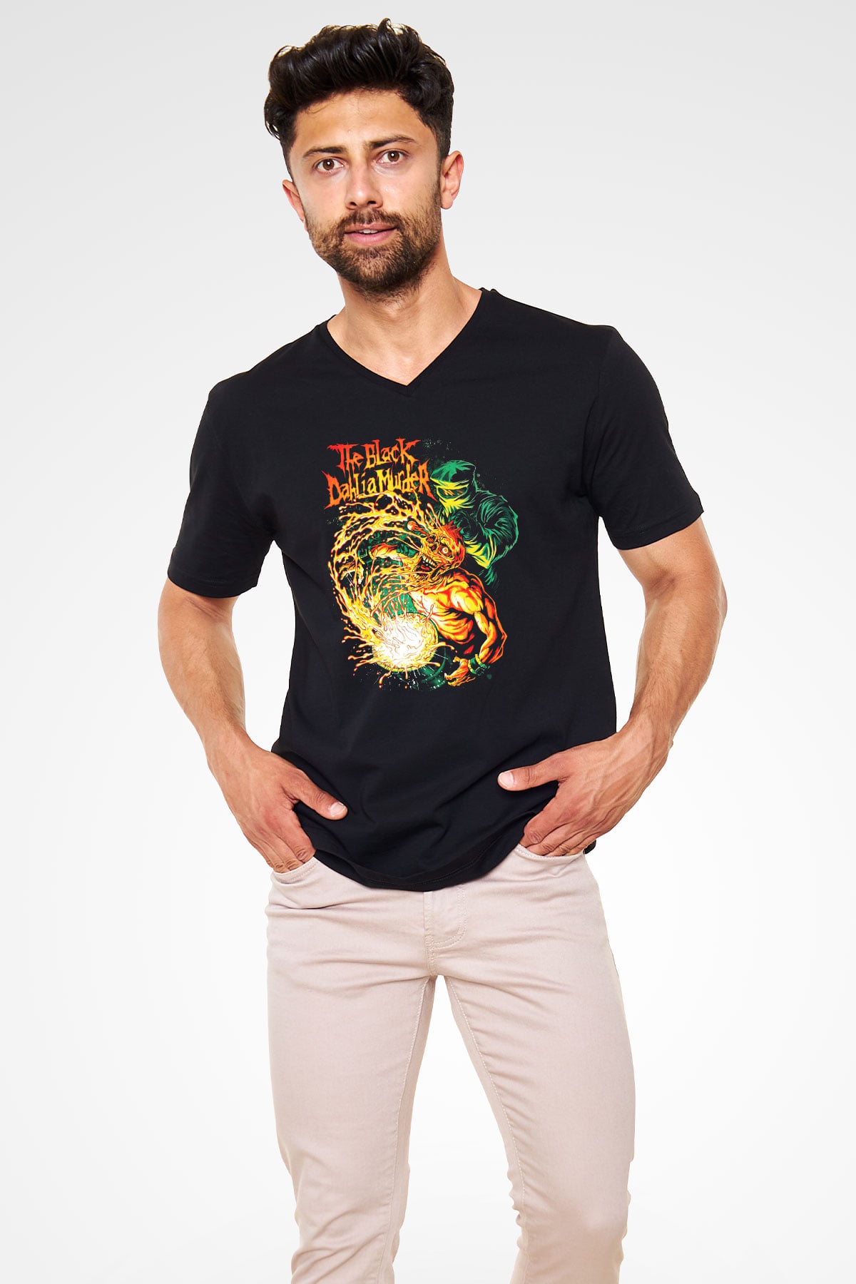Black Dahlia Murder Siyah Unisex V Yaka Tişört T-Shirt