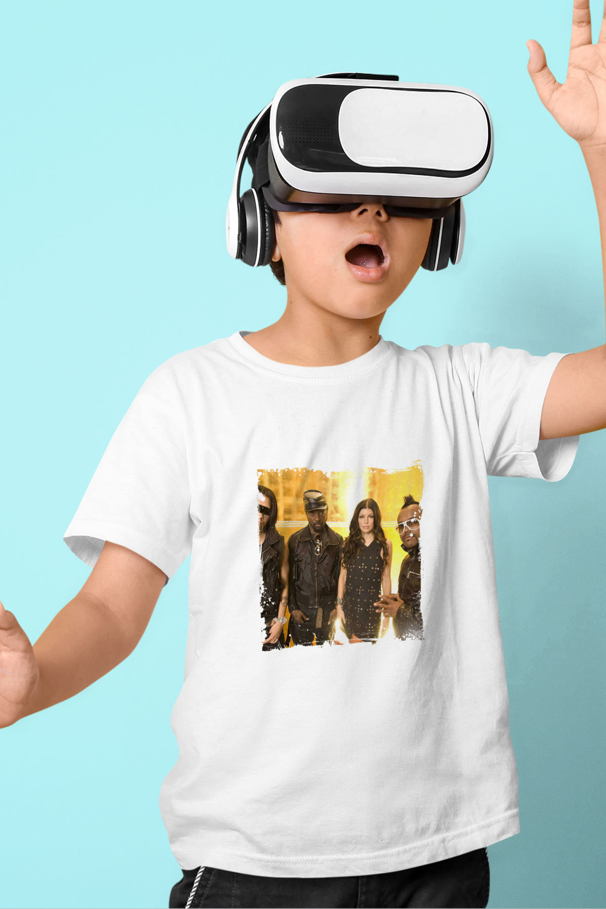 Black Eyed Peas Baskılı Unisex Beyaz Çocuk Tişört