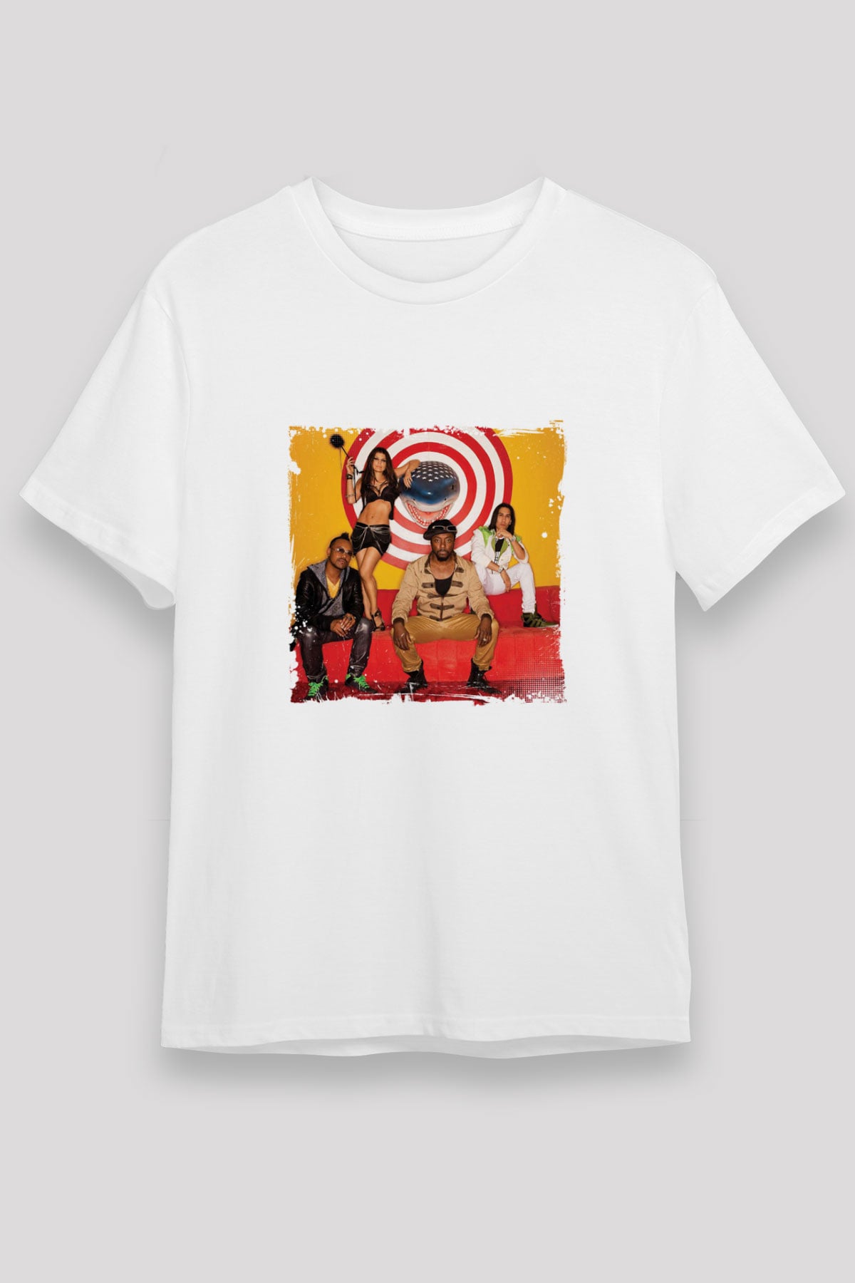 Black Eyed Peas Baskılı Unisex Beyaz Tişört