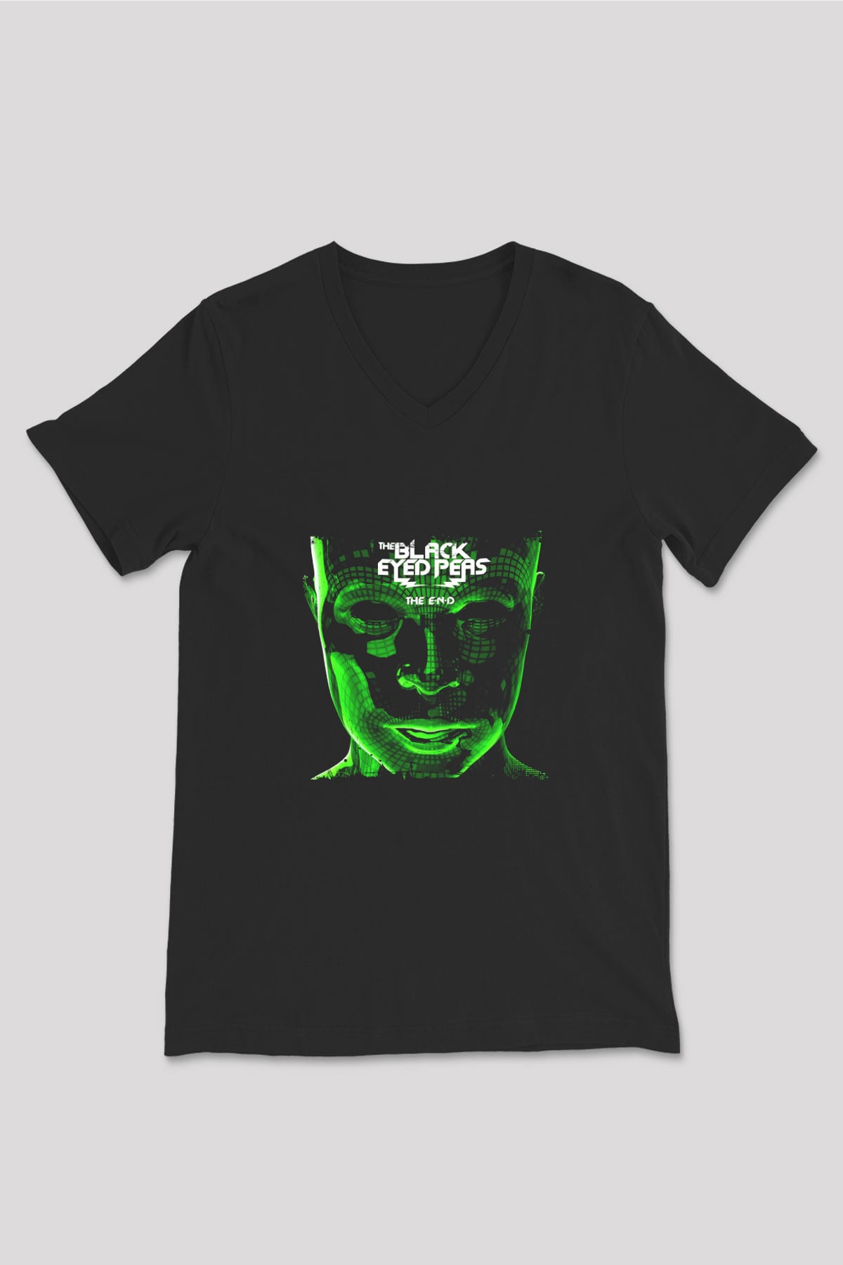 Black Eyed Peas Baskılı Unisex Siyah V Yaka Tişört