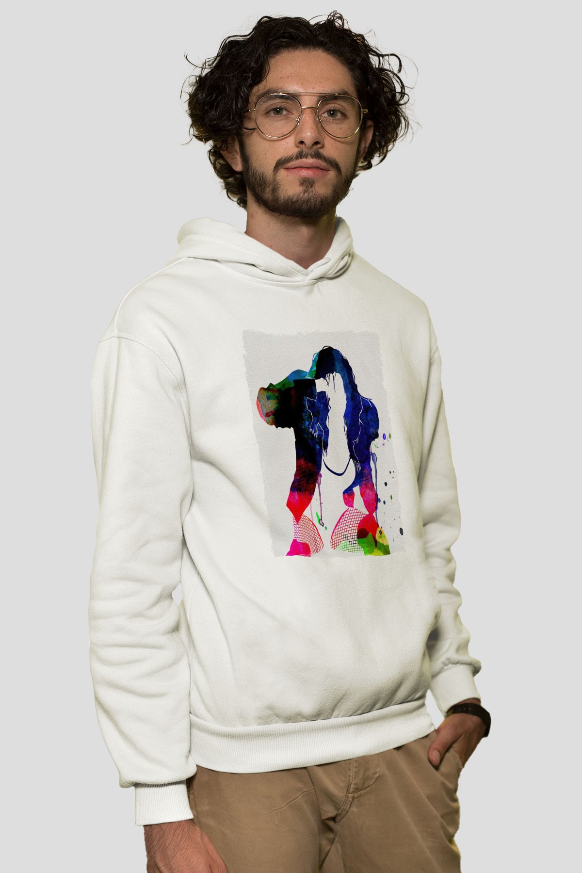 Black Eyed Peas Beyaz Unisex Kapüşonlu Sweatshirt