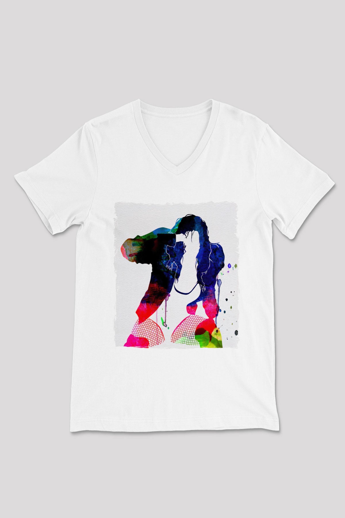Black Eyed Peas Beyaz Unisex V Yaka Tişört