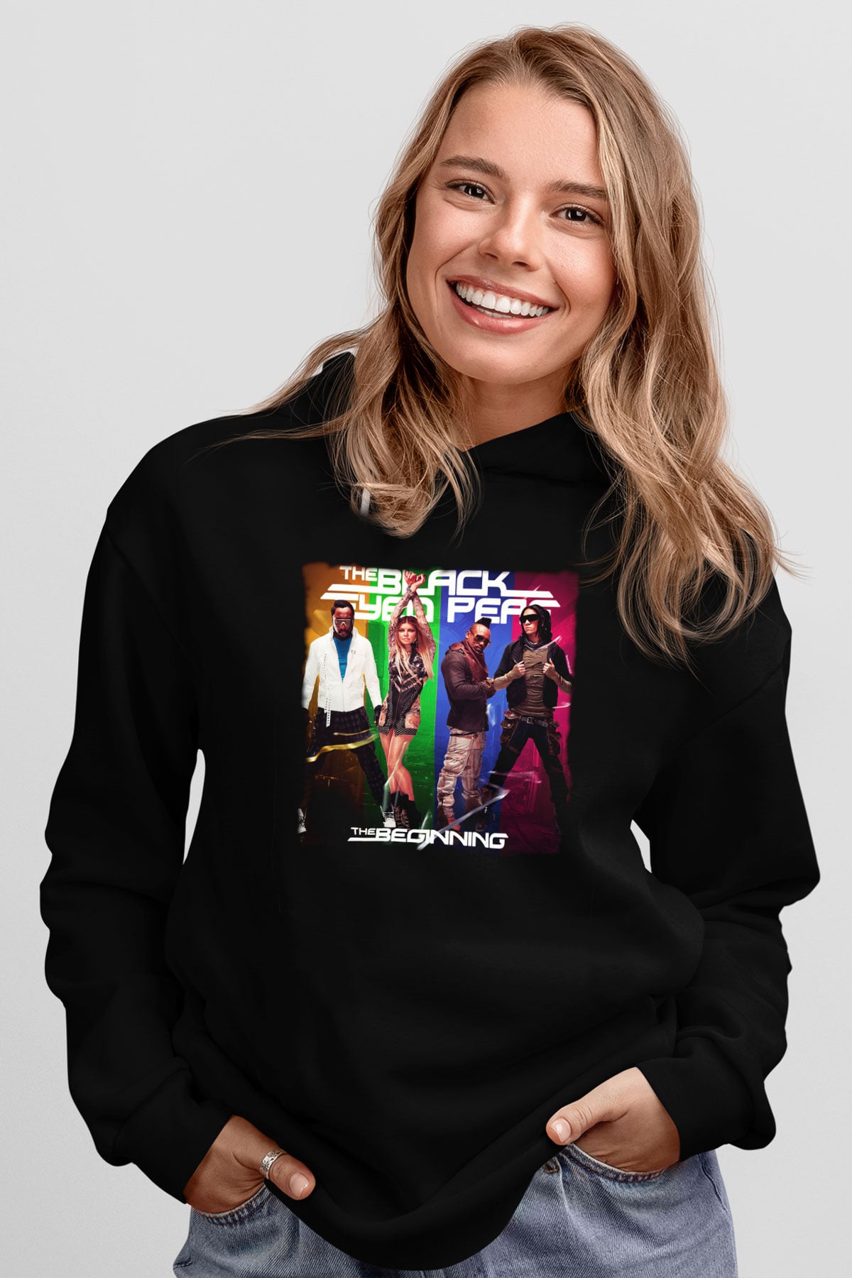 Black Eyed Peas Siyah Unisex Kapüşonlu Sweatshirt