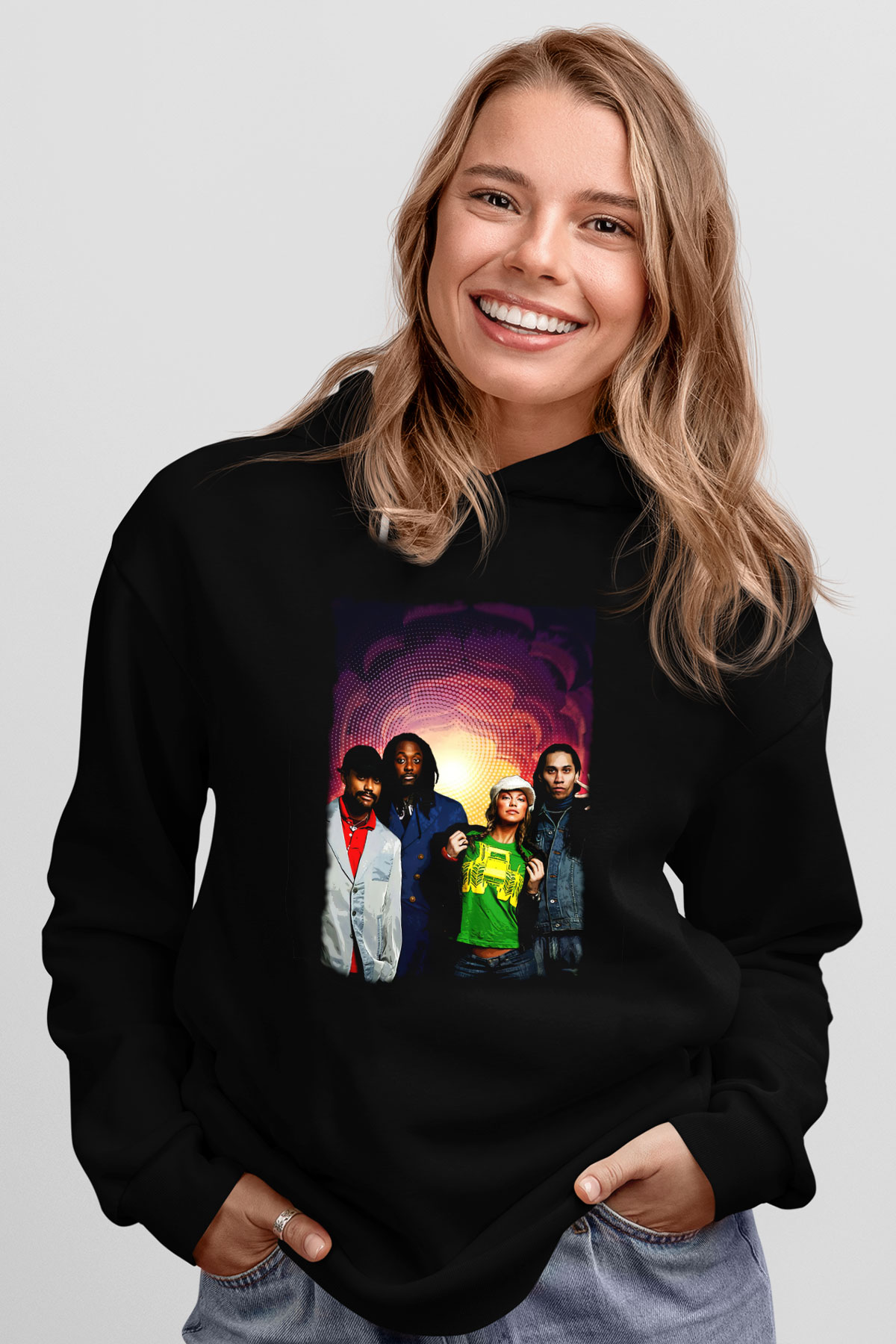 Black Eyed Peas Siyah Unisex Kapüşonlu Sweatshirt