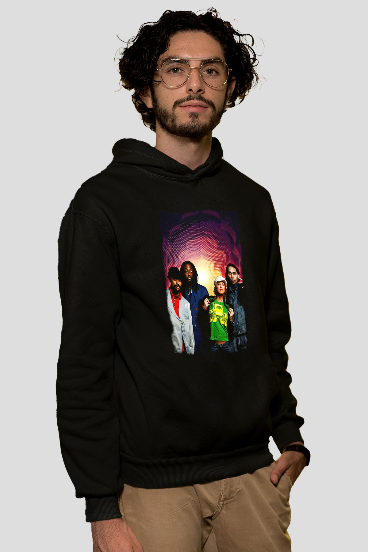 Black Eyed Peas Siyah Unisex Kapüşonlu Sweatshirt