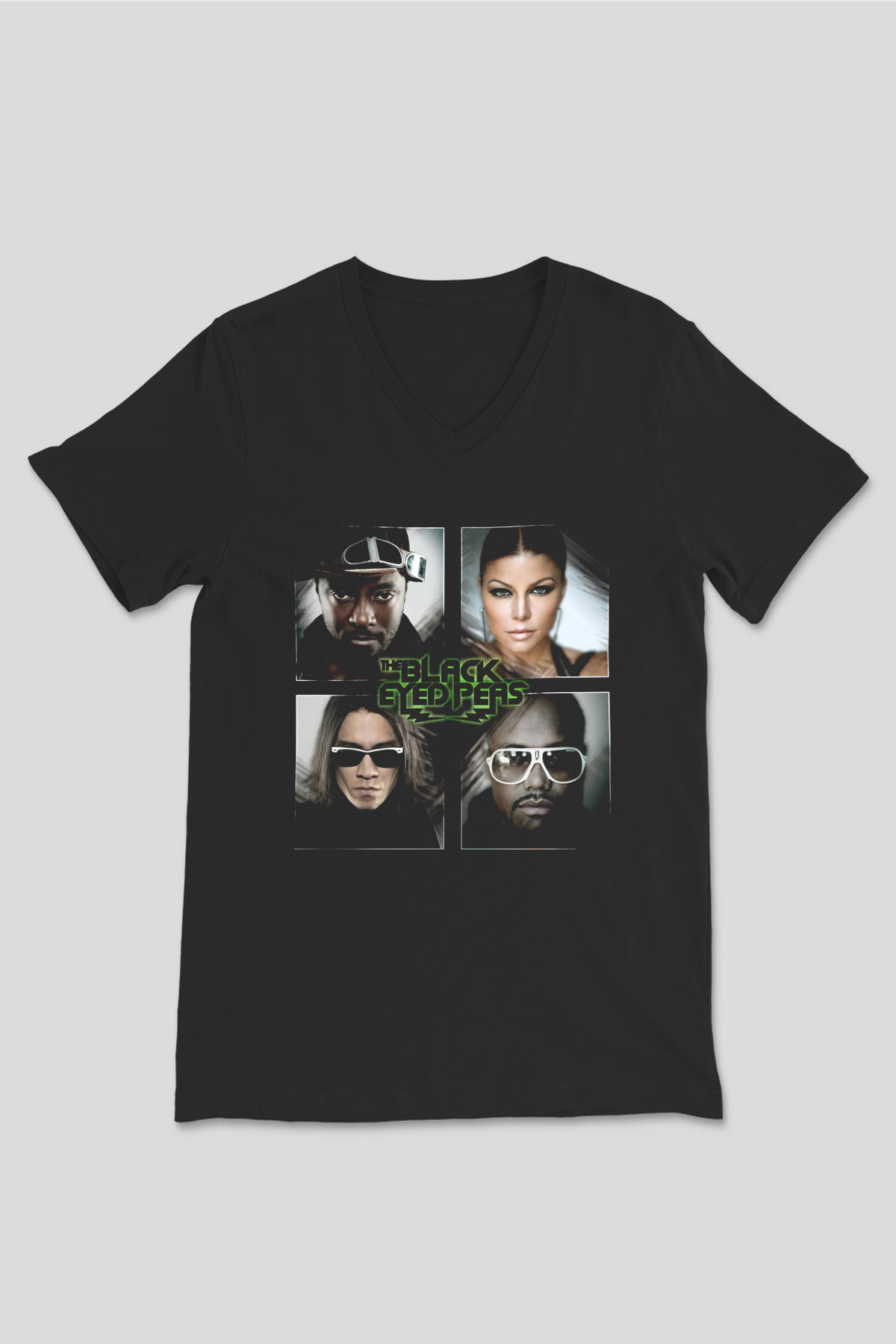 Black Eyed Peas Siyah Unisex V Yaka Tişört
